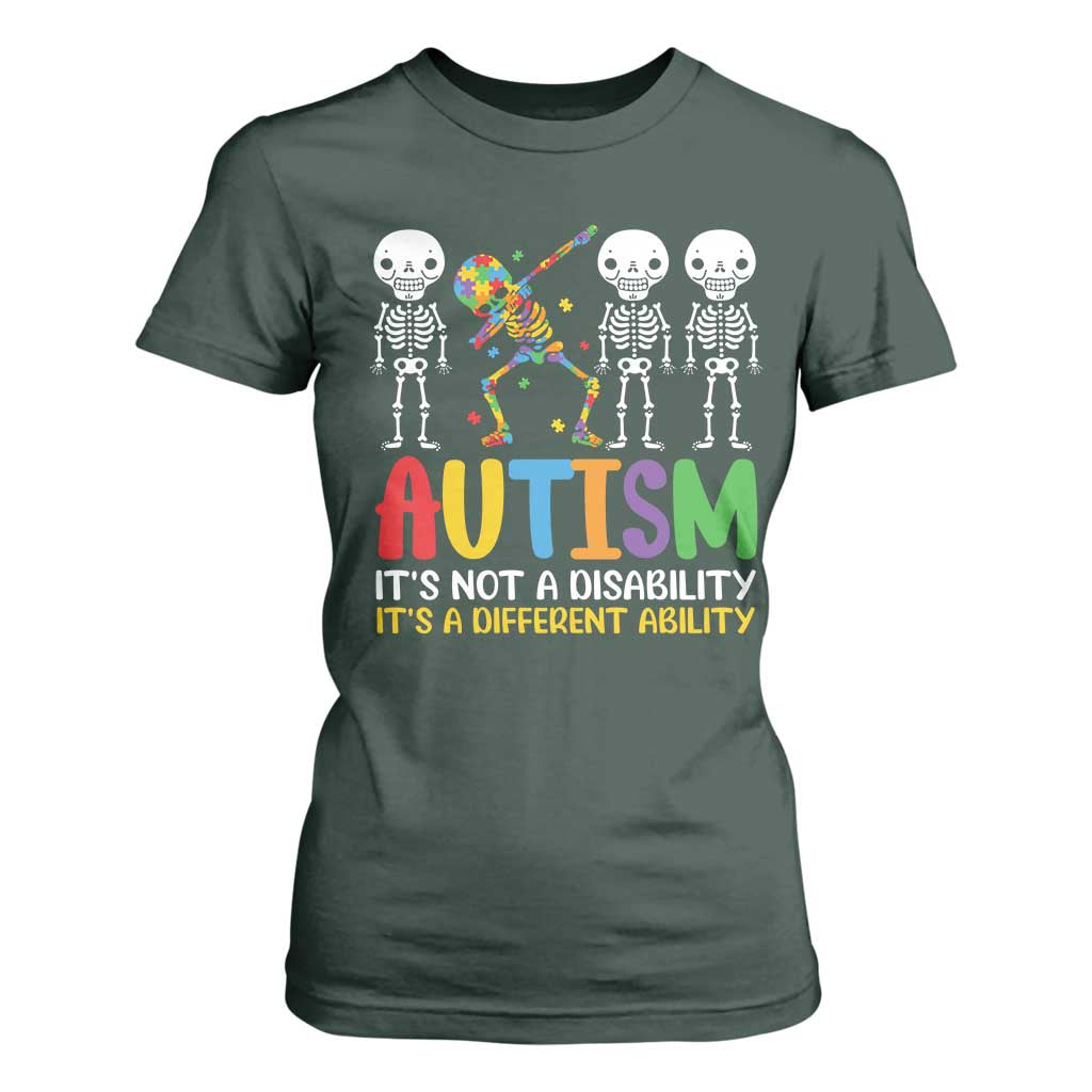 Autism Support T Shirt For Women Skeleton Dabbing Autistic Kids