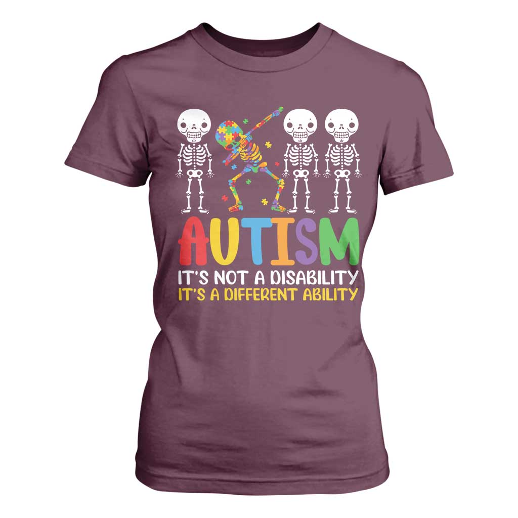 Autism Support T Shirt For Women Skeleton Dabbing Autistic Kids