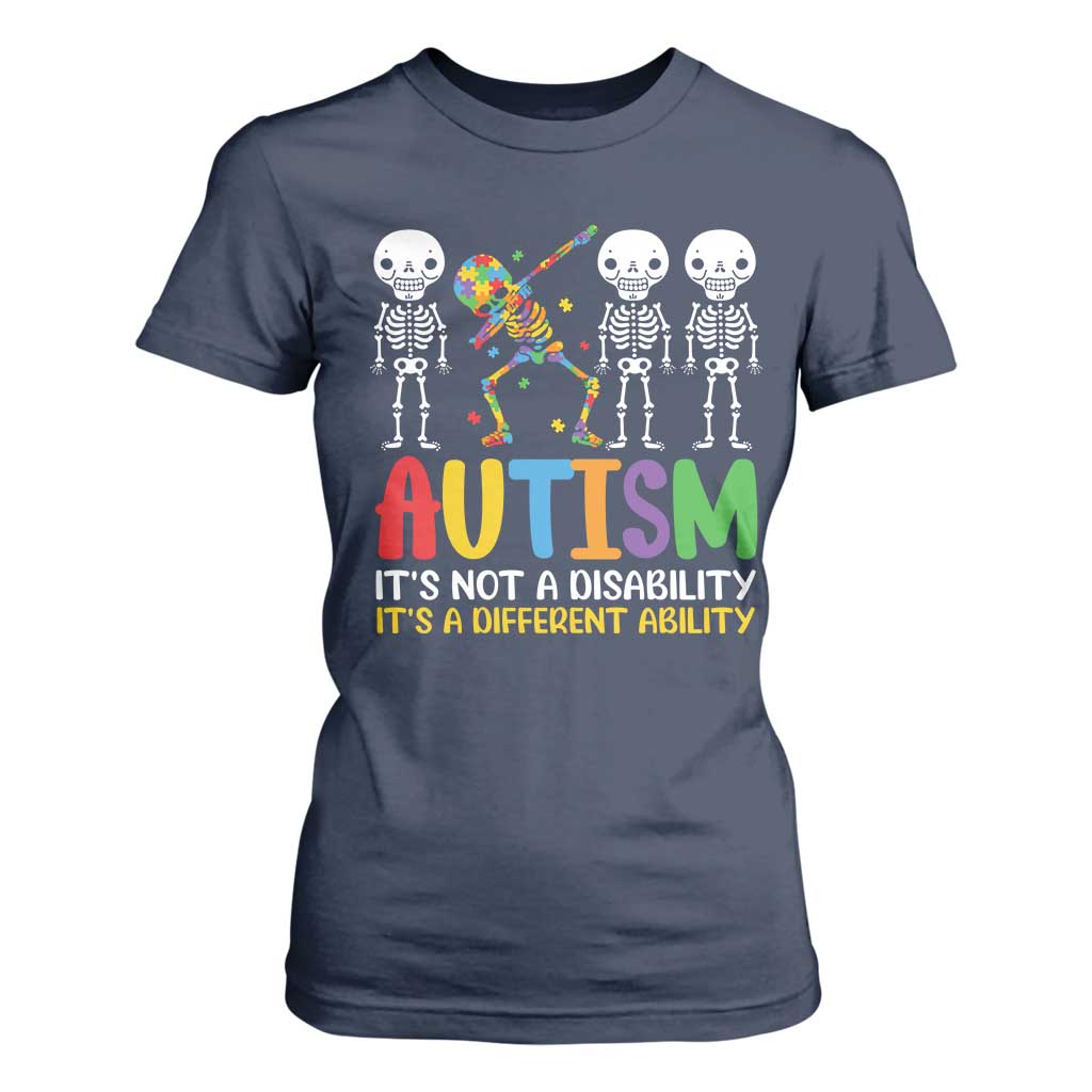 Autism Support T Shirt For Women Skeleton Dabbing Autistic Kids
