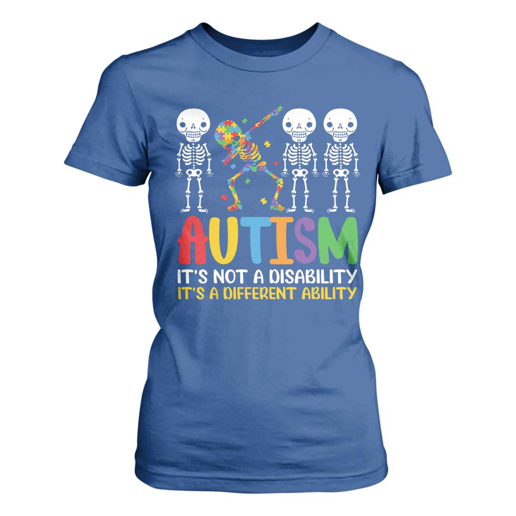 Autism Support T Shirt For Women Skeleton Dabbing Autistic Kids
