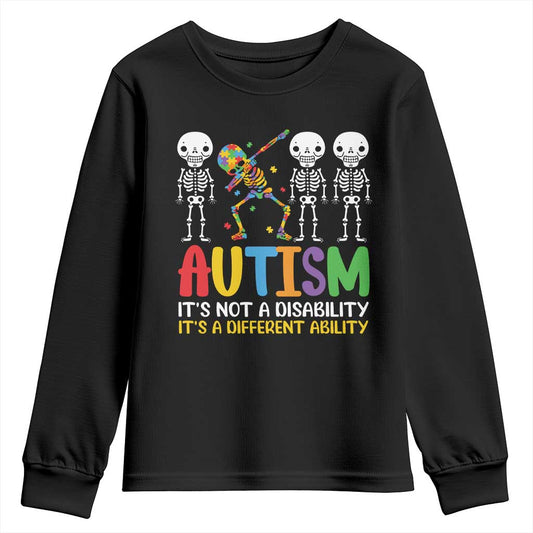 Autism Support Youth Sweatshirt Skeleton Dabbing Autistic Kids