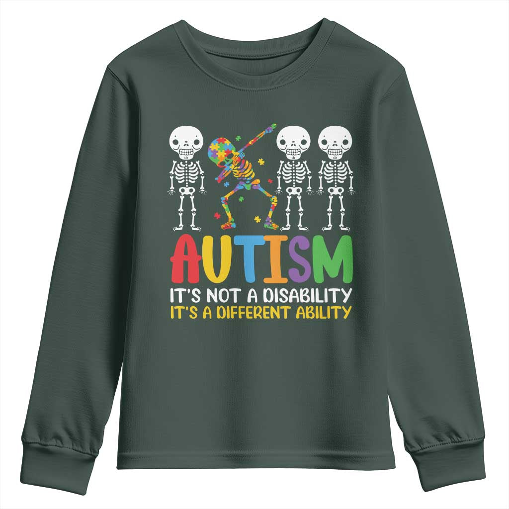 Autism Support Youth Sweatshirt Skeleton Dabbing Autistic Kids