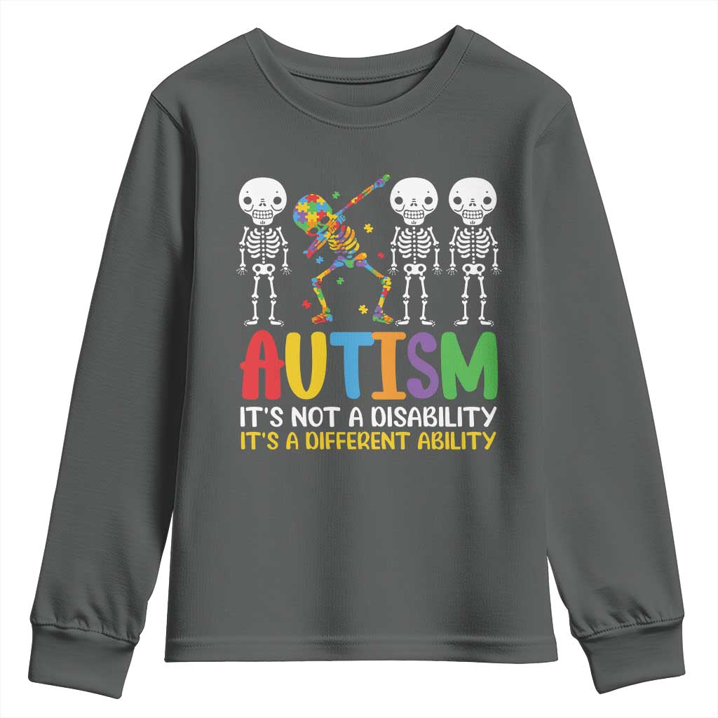 Autism Support Youth Sweatshirt Skeleton Dabbing Autistic Kids