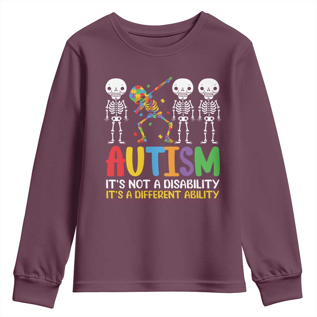 Autism Support Youth Sweatshirt Skeleton Dabbing Autistic Kids