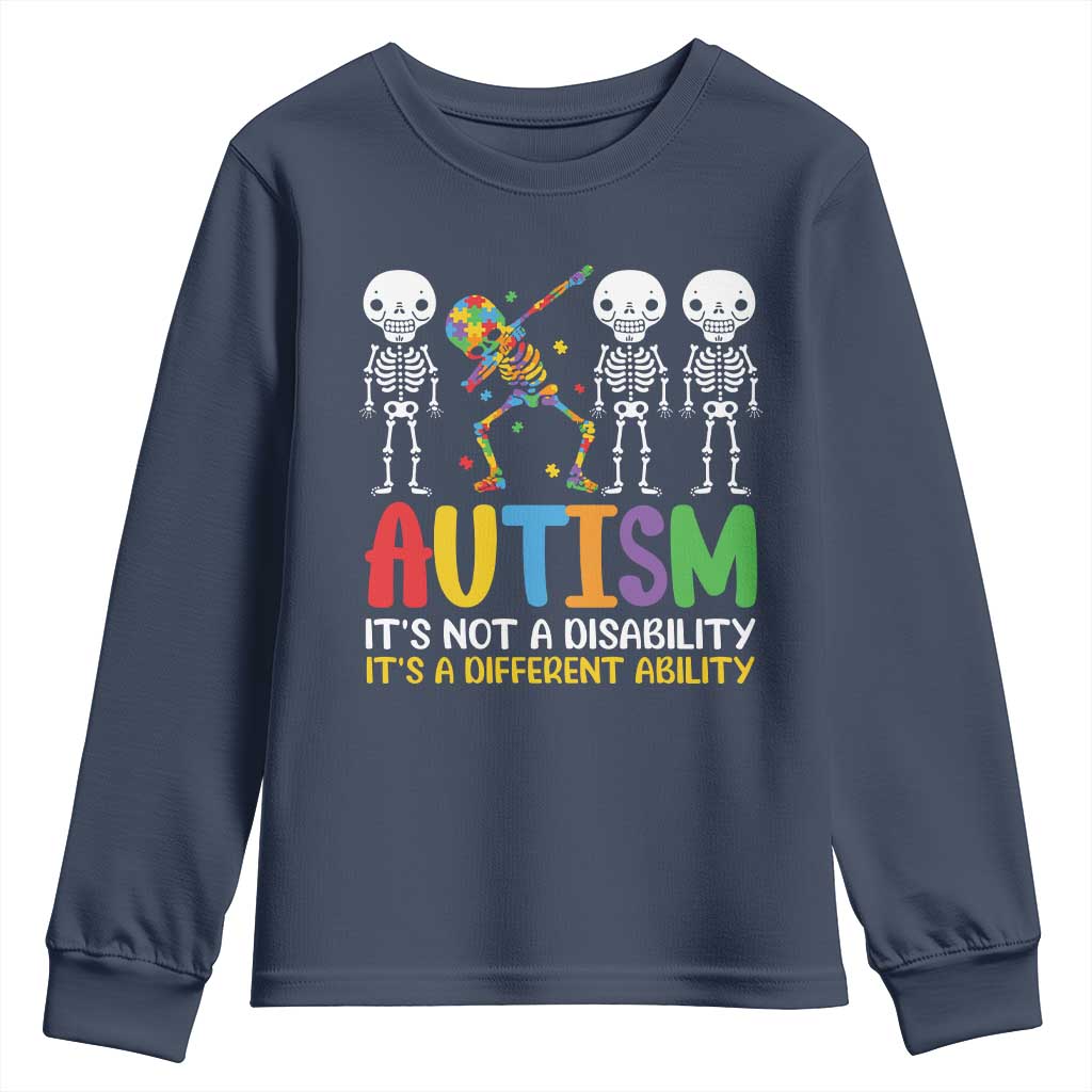 Autism Support Youth Sweatshirt Skeleton Dabbing Autistic Kids