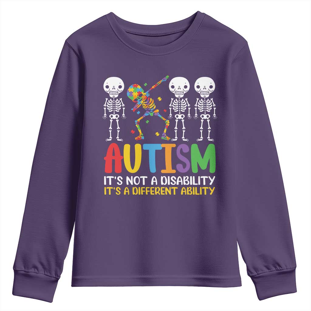 Autism Support Youth Sweatshirt Skeleton Dabbing Autistic Kids