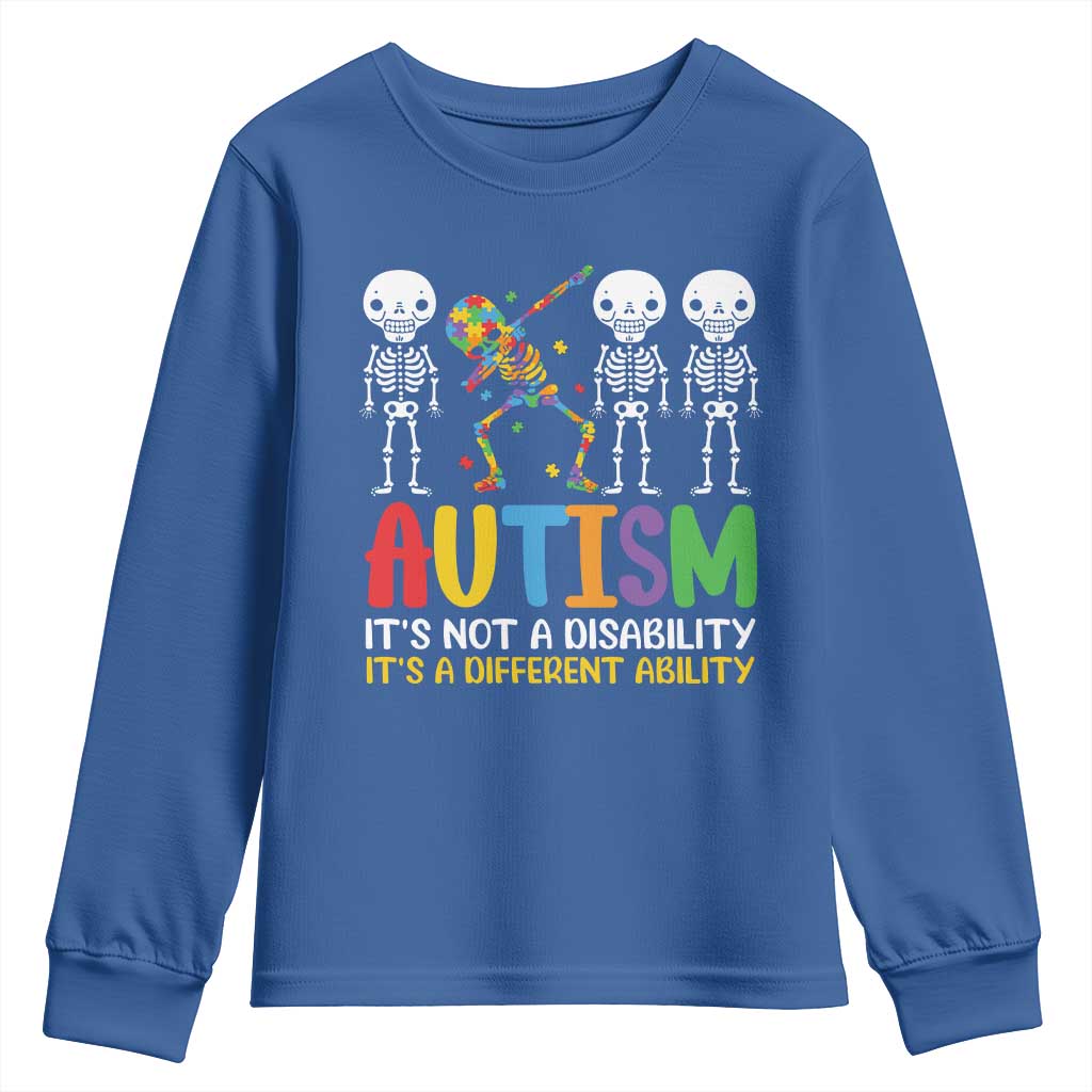 Autism Support Youth Sweatshirt Skeleton Dabbing Autistic Kids