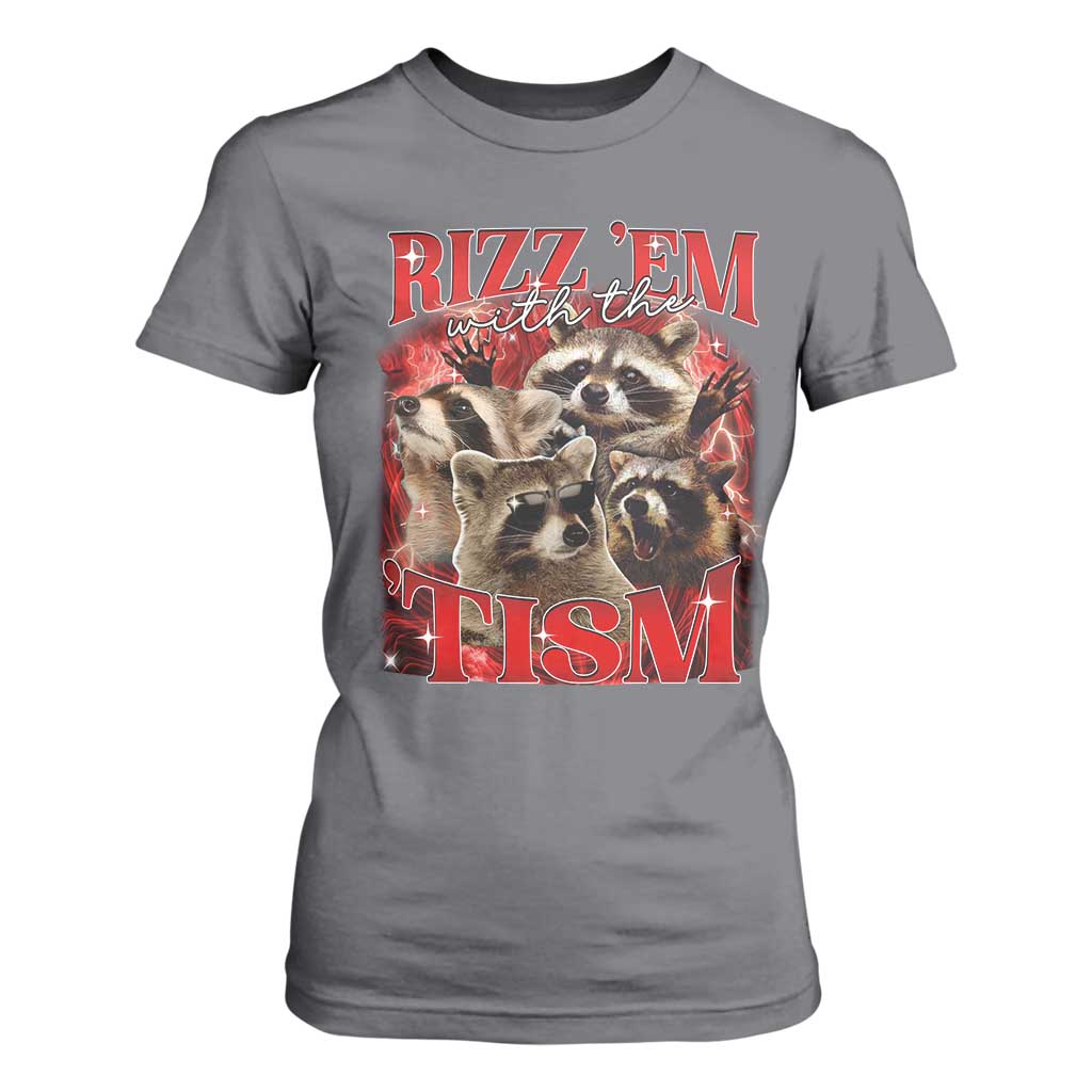 Autism Funny T Shirt For Women Rizz Em With The Tism Meme Autistic Racoon