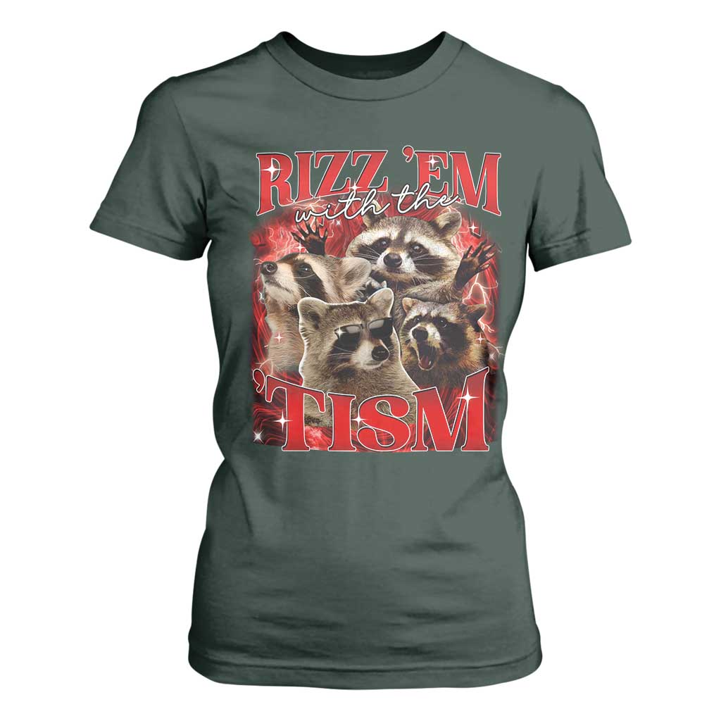 Autism Funny T Shirt For Women Rizz Em With The Tism Meme Autistic Racoon