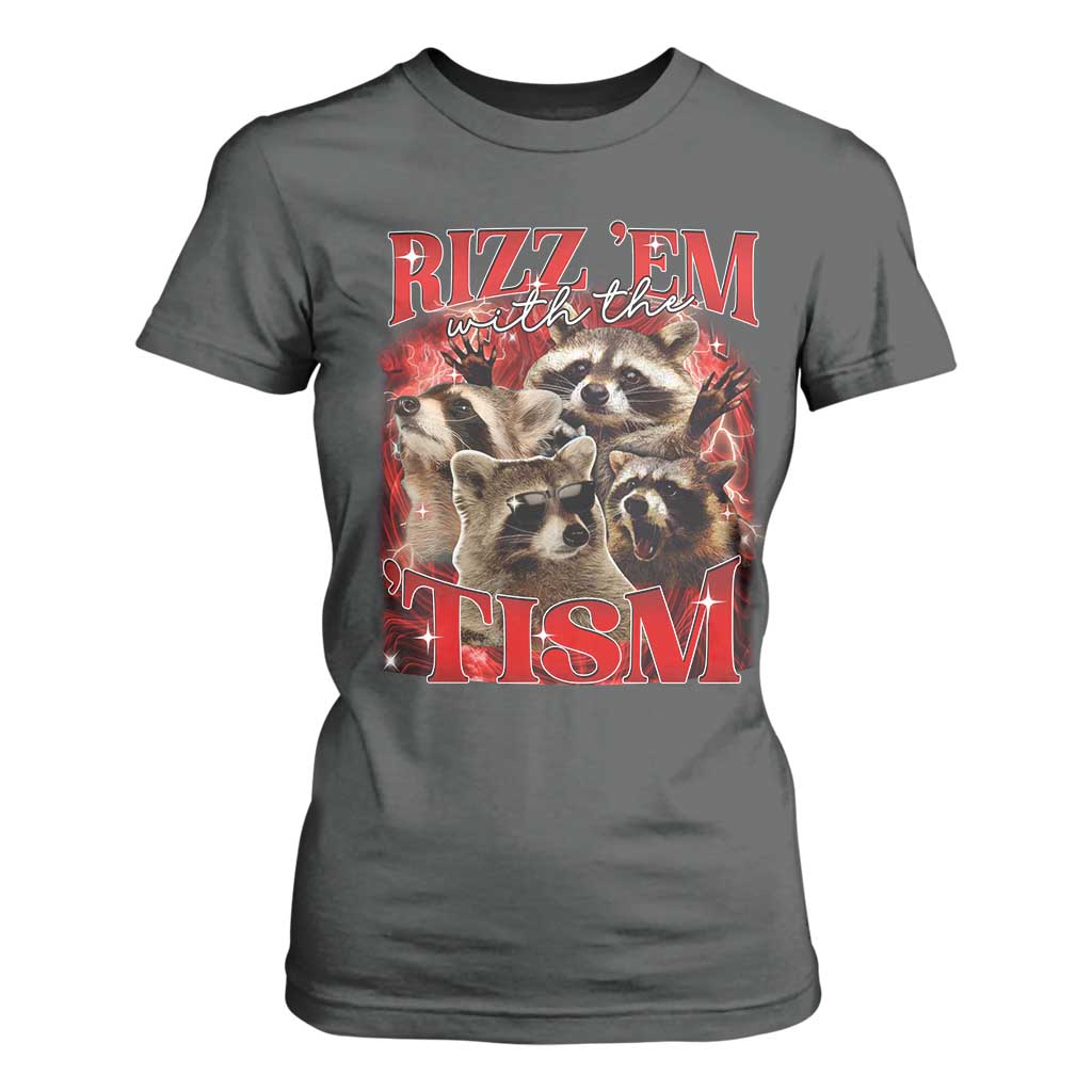 Autism Funny T Shirt For Women Rizz Em With The Tism Meme Autistic Racoon
