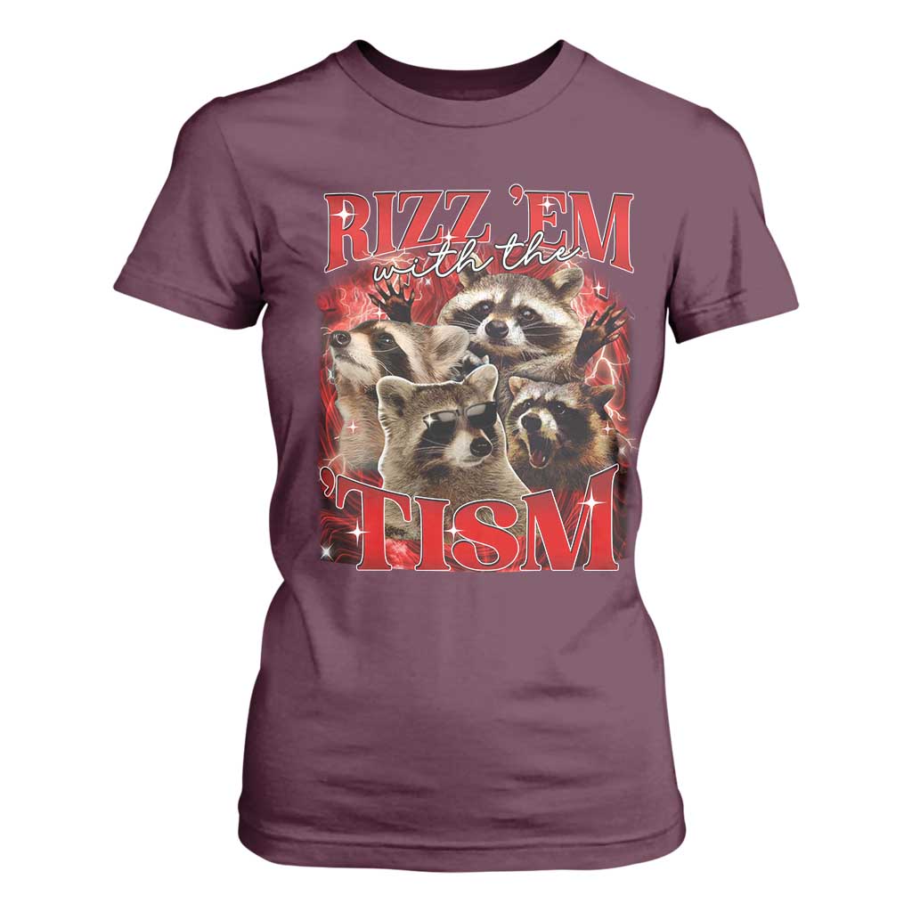 Autism Funny T Shirt For Women Rizz Em With The Tism Meme Autistic Racoon