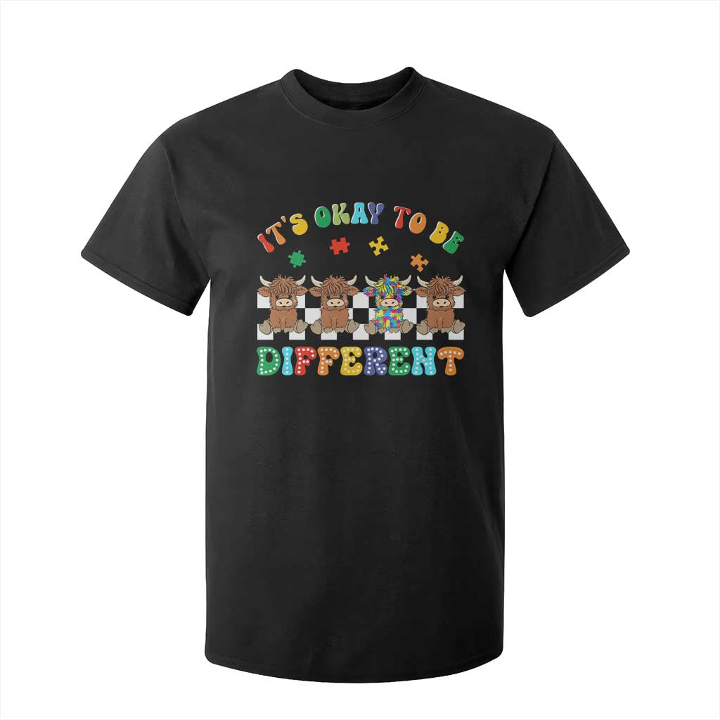 It’s Okay To Be Different Autism Support T Shirt For Kid Autistic Cow Positivity Vibe