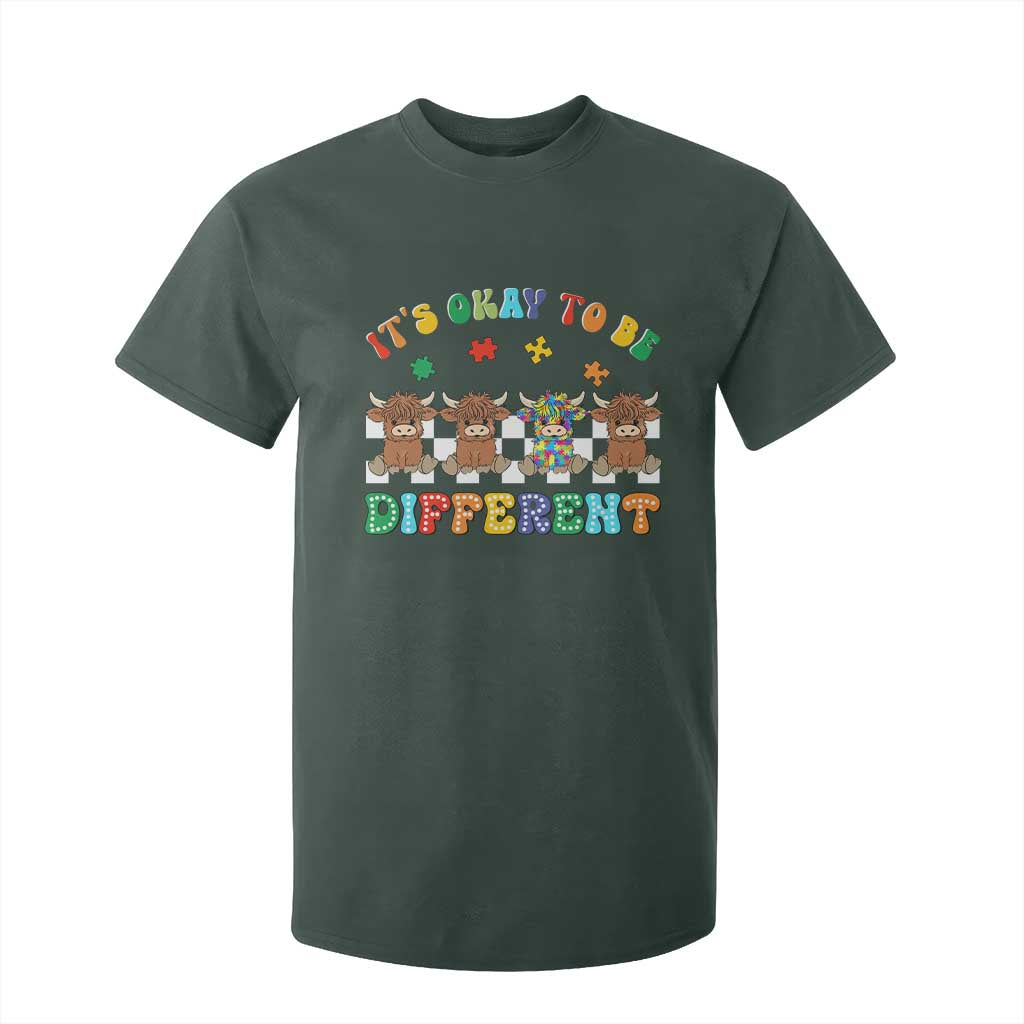 It’s Okay To Be Different Autism Support T Shirt For Kid Autistic Cow Positivity Vibe