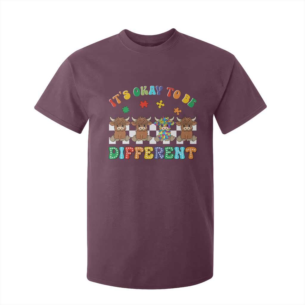 It’s Okay To Be Different Autism Support T Shirt For Kid Autistic Cow Positivity Vibe