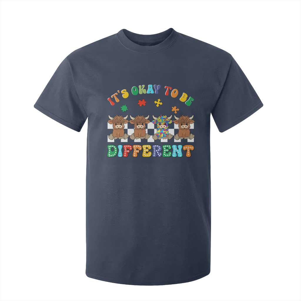 It’s Okay To Be Different Autism Support T Shirt For Kid Autistic Cow Positivity Vibe
