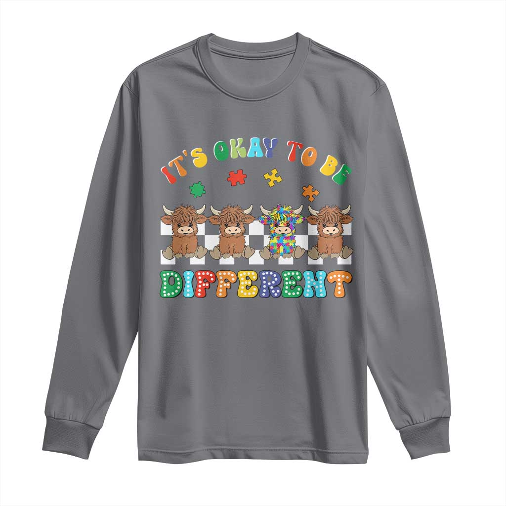 It’s Okay To Be Different Autism Support Long Sleeve Shirt Autistic Cow Positivity Vibe