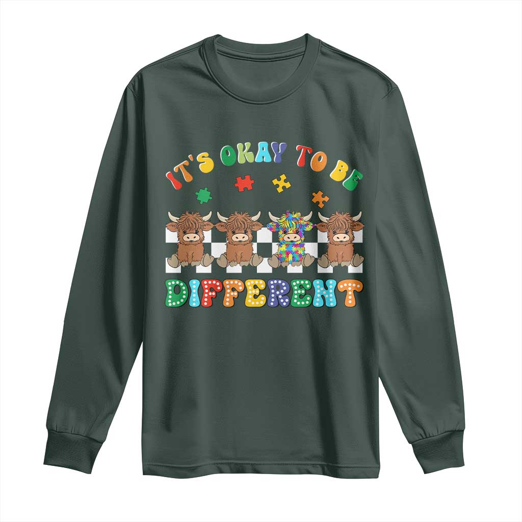 It’s Okay To Be Different Autism Support Long Sleeve Shirt Autistic Cow Positivity Vibe