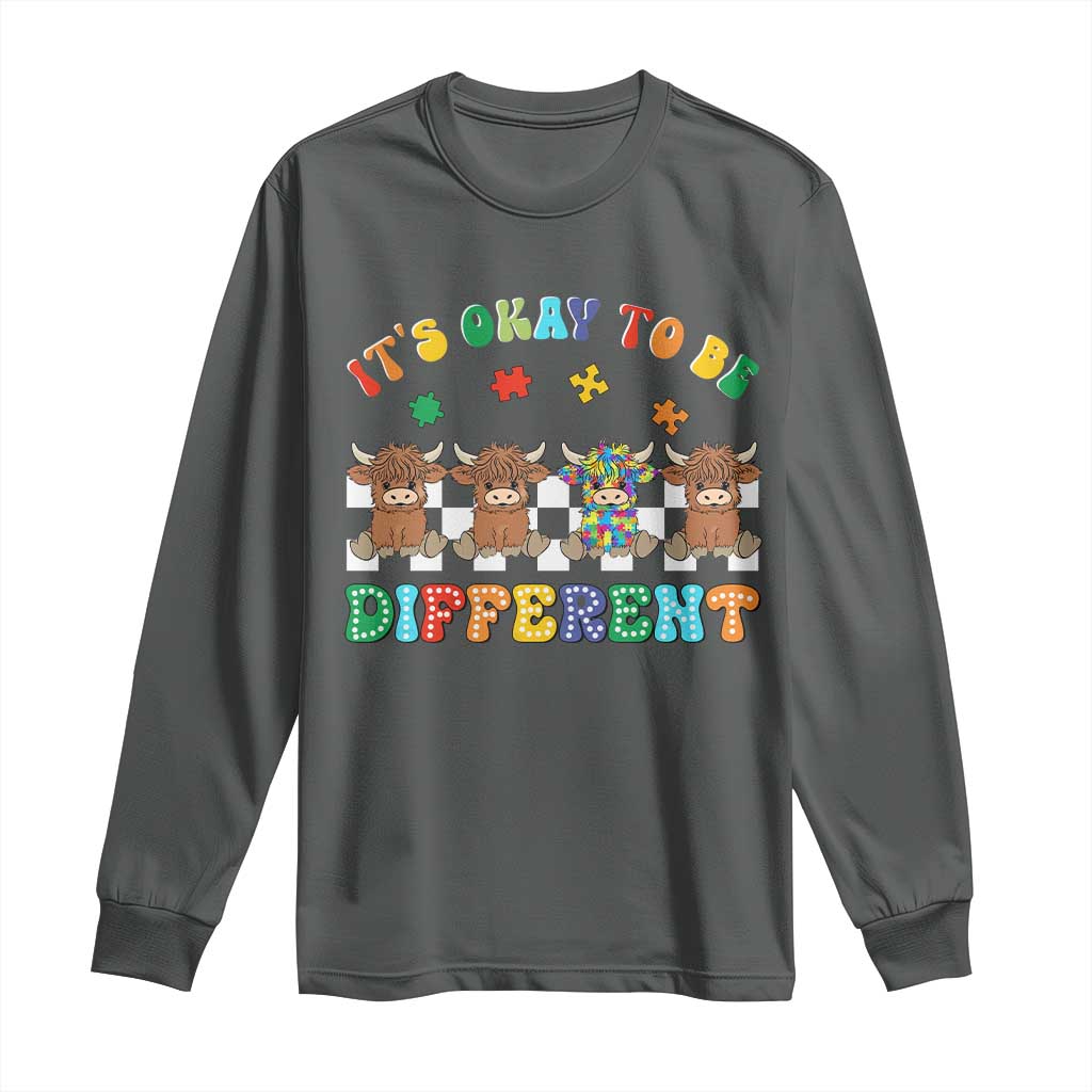 It’s Okay To Be Different Autism Support Long Sleeve Shirt Autistic Cow Positivity Vibe