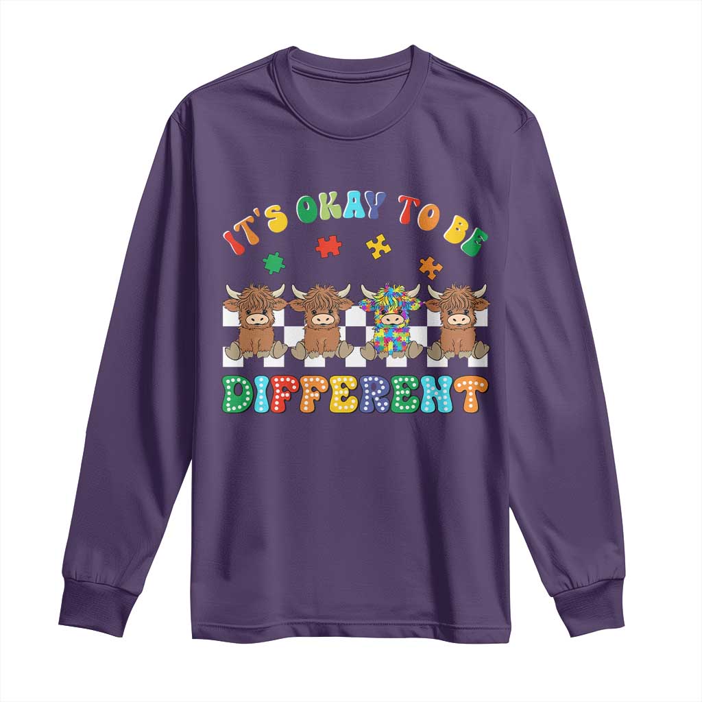 It’s Okay To Be Different Autism Support Long Sleeve Shirt Autistic Cow Positivity Vibe