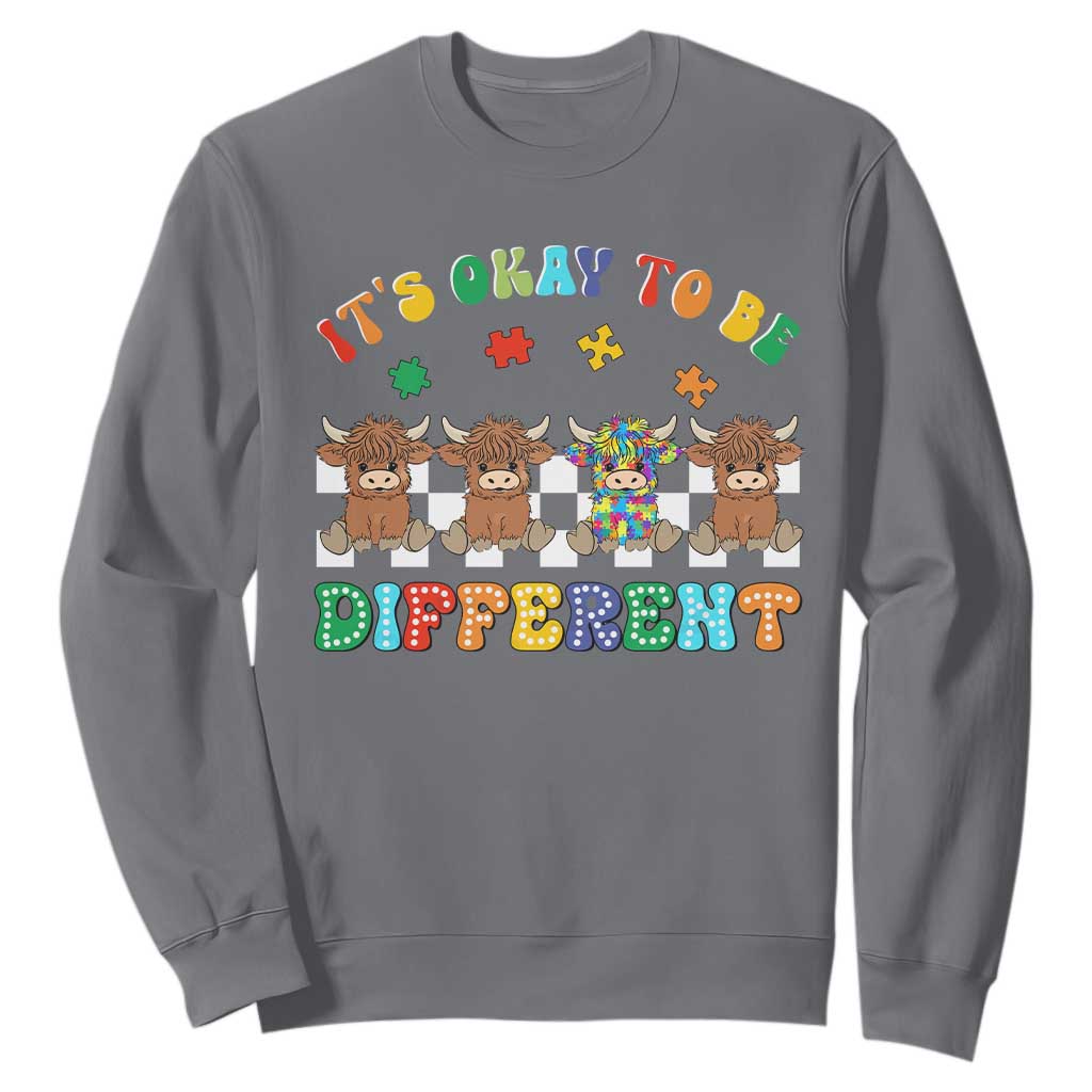 It’s Okay To Be Different Autism Support Sweatshirt Autistic Cow Positivity Vibe