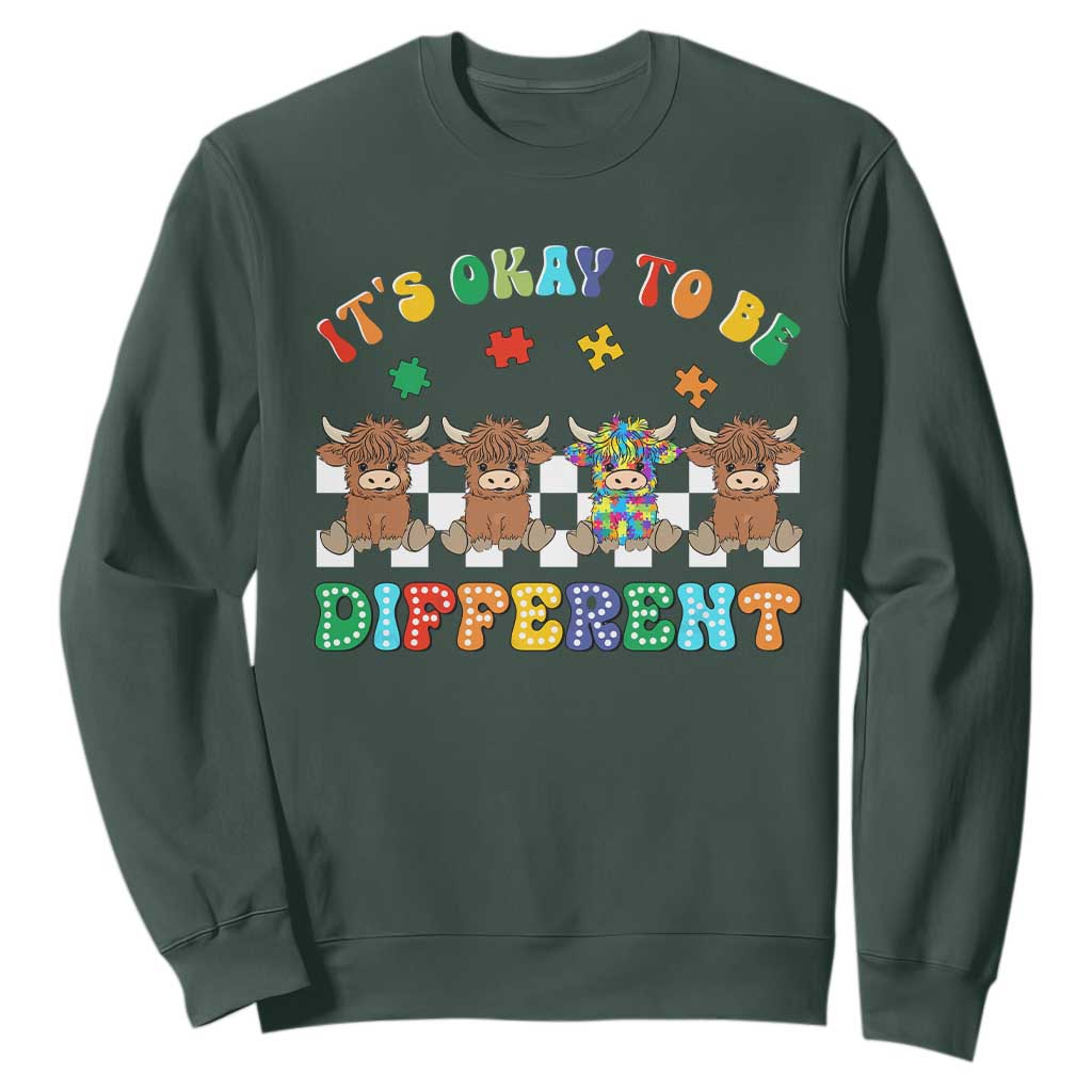 It’s Okay To Be Different Autism Support Sweatshirt Autistic Cow Positivity Vibe