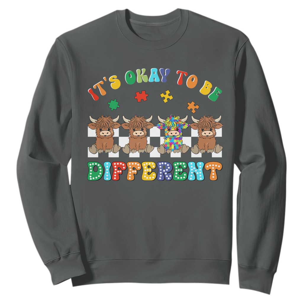 It’s Okay To Be Different Autism Support Sweatshirt Autistic Cow Positivity Vibe