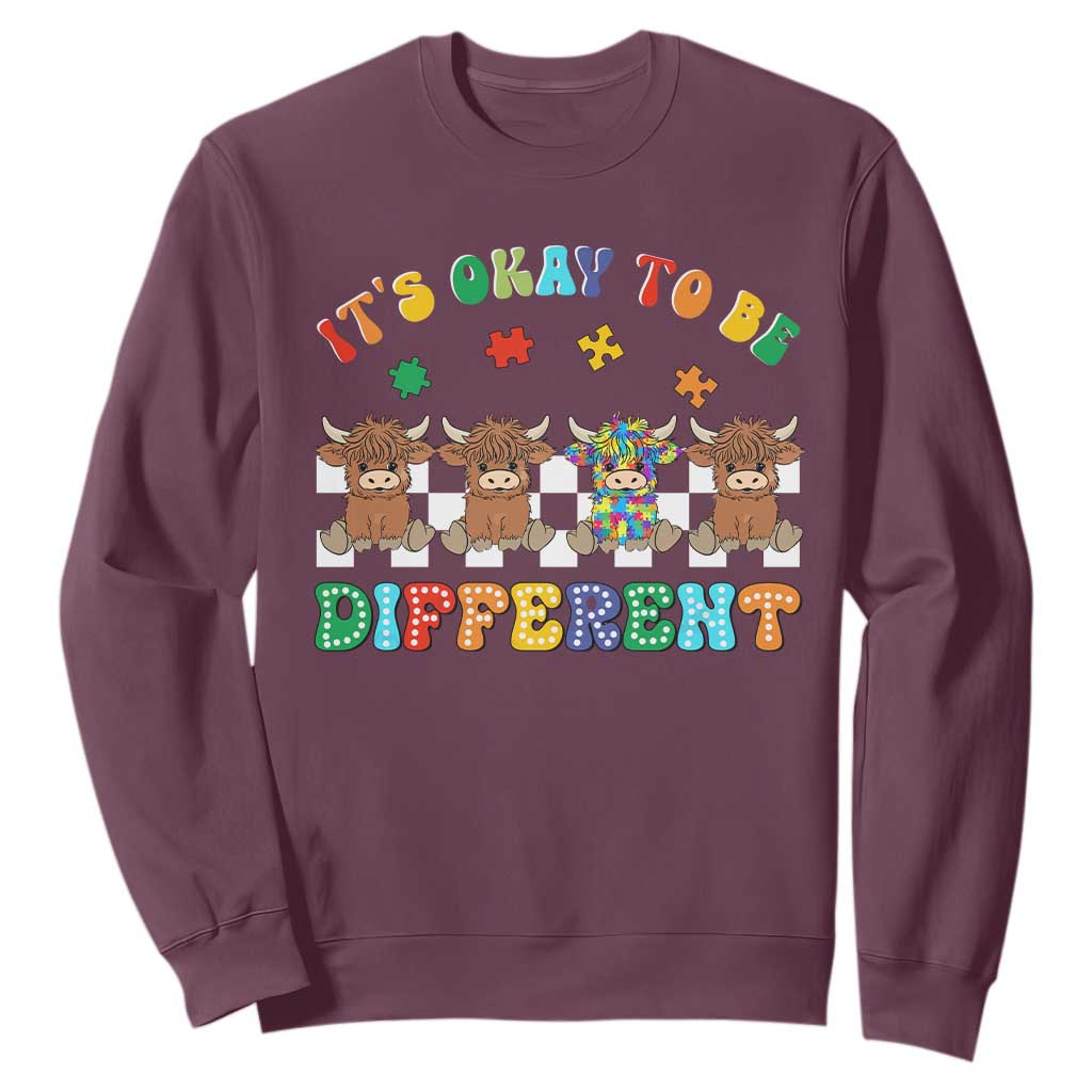It’s Okay To Be Different Autism Support Sweatshirt Autistic Cow Positivity Vibe