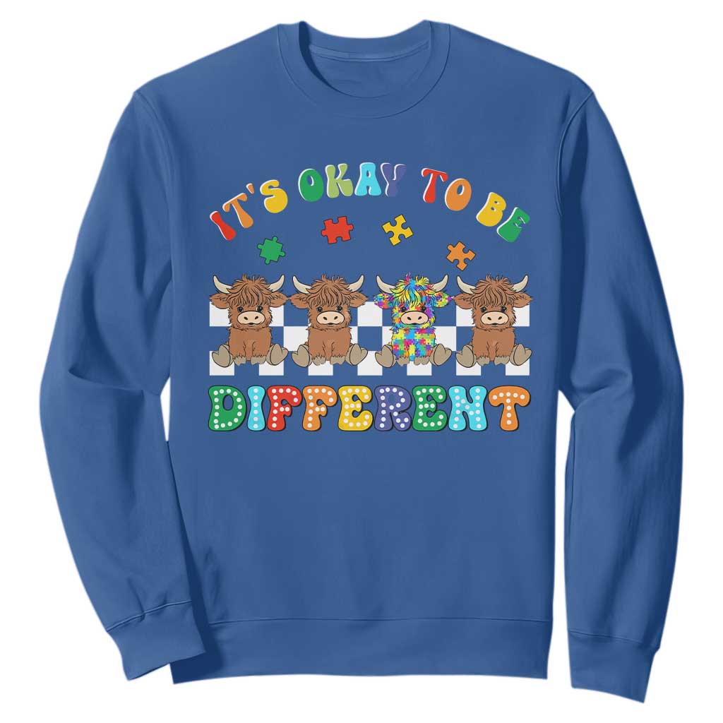 It’s Okay To Be Different Autism Support Sweatshirt Autistic Cow Positivity Vibe