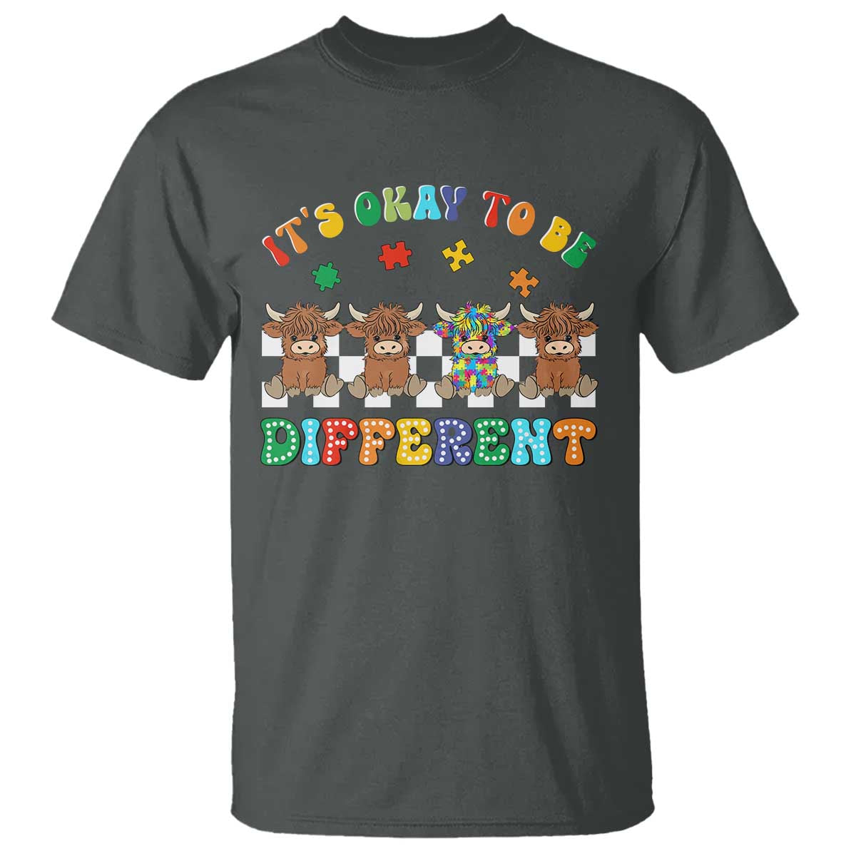 It’s Okay To Be Different Autism Support T Shirt Autistic Cow Positivity Vibe