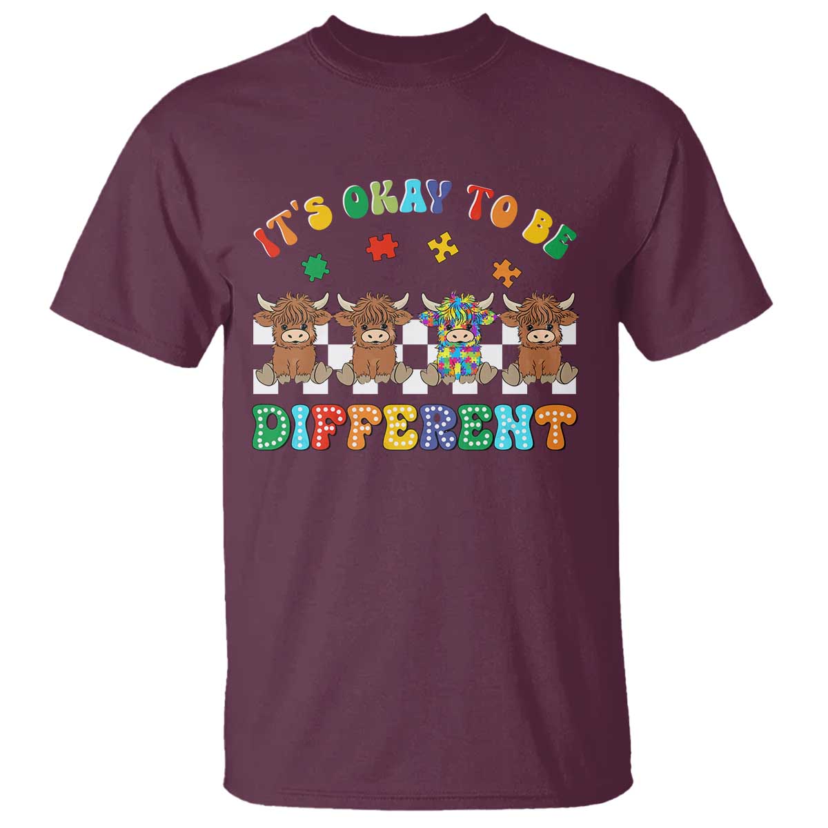 It’s Okay To Be Different Autism Support T Shirt Autistic Cow Positivity Vibe