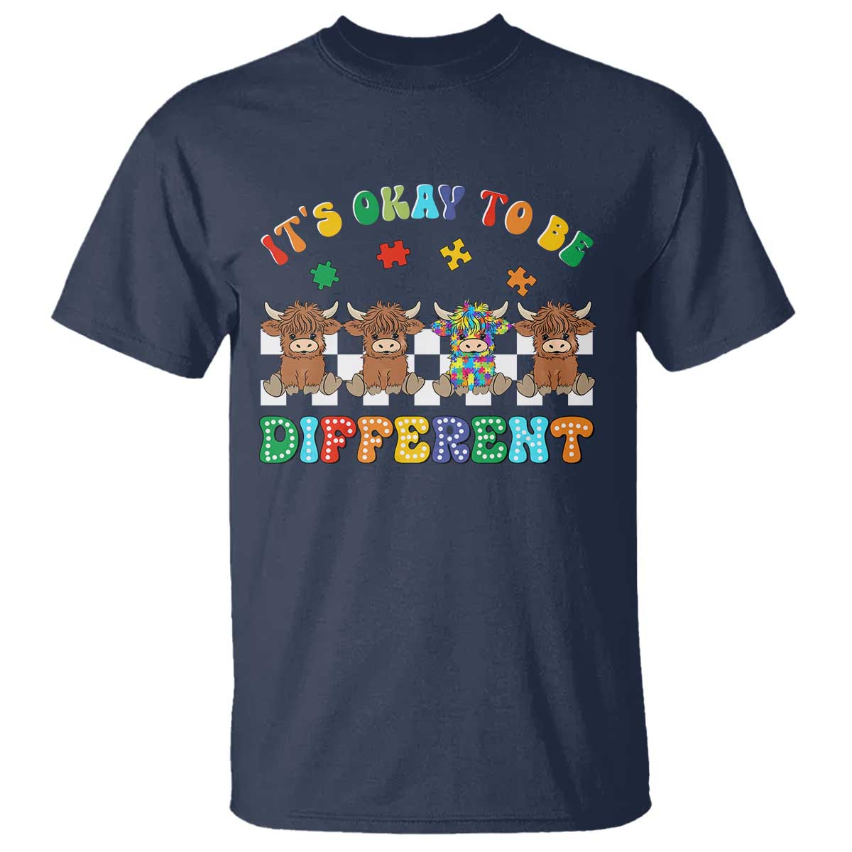 It’s Okay To Be Different Autism Support T Shirt Autistic Cow Positivity Vibe