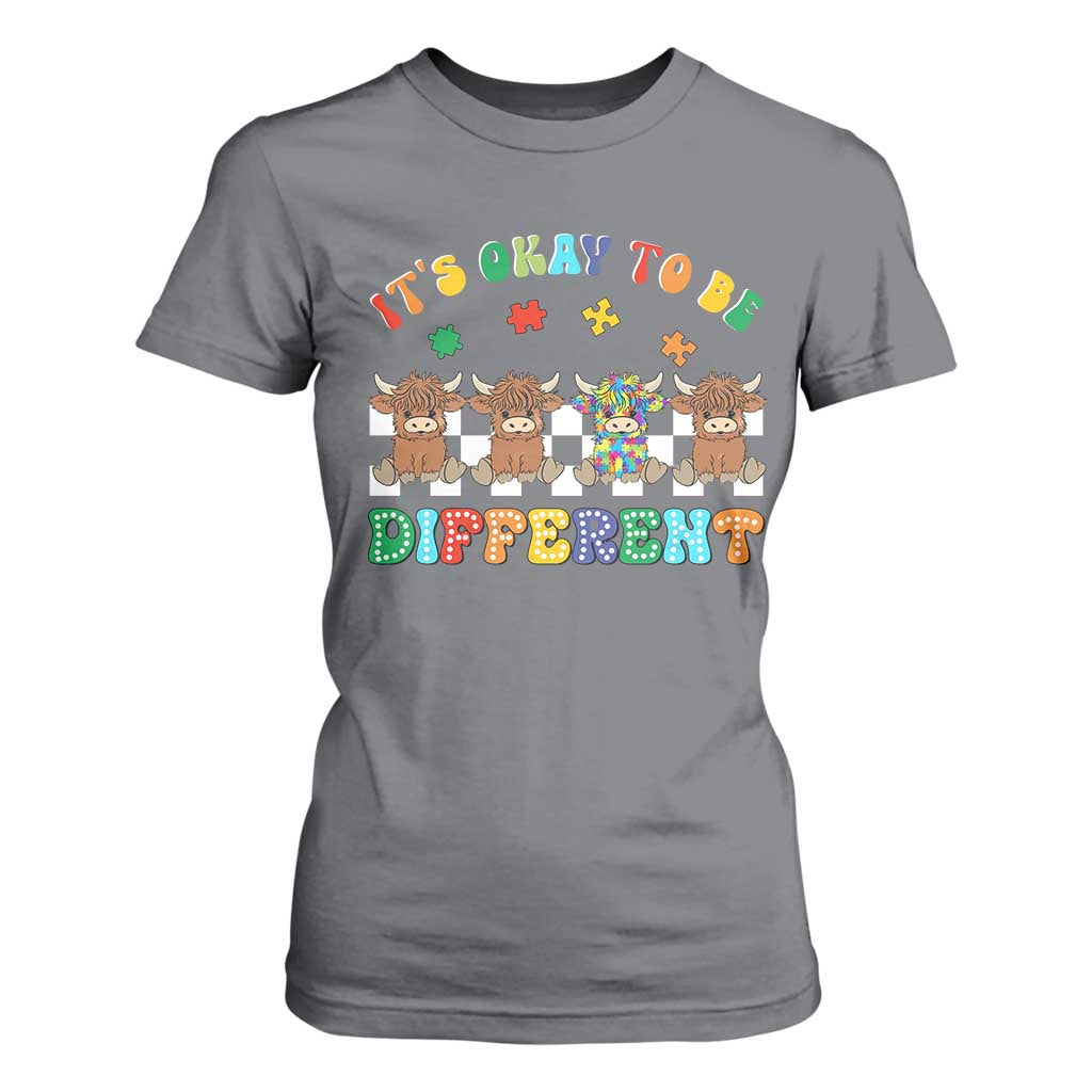 It’s Okay To Be Different Autism Support T Shirt For Women Autistic Cow Positivity Vibe