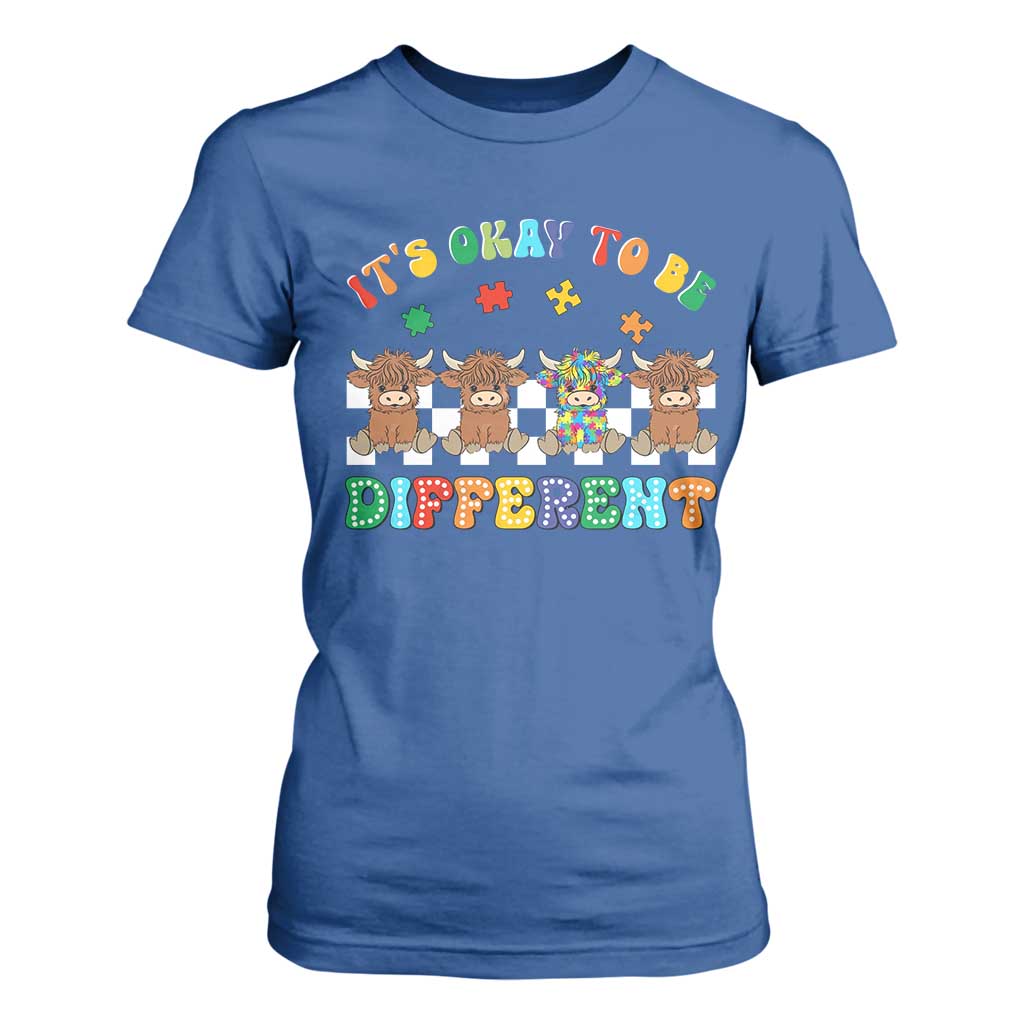 It’s Okay To Be Different Autism Support T Shirt For Women Autistic Cow Positivity Vibe
