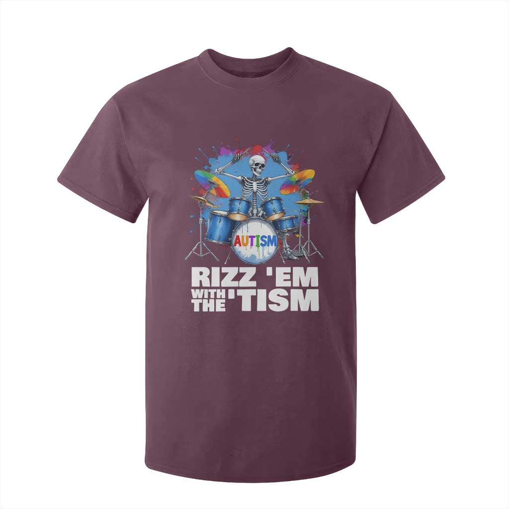 Autism Skeleton Meme T Shirt For Kid Rizz Em With The Tism Meme Autistic Drummer