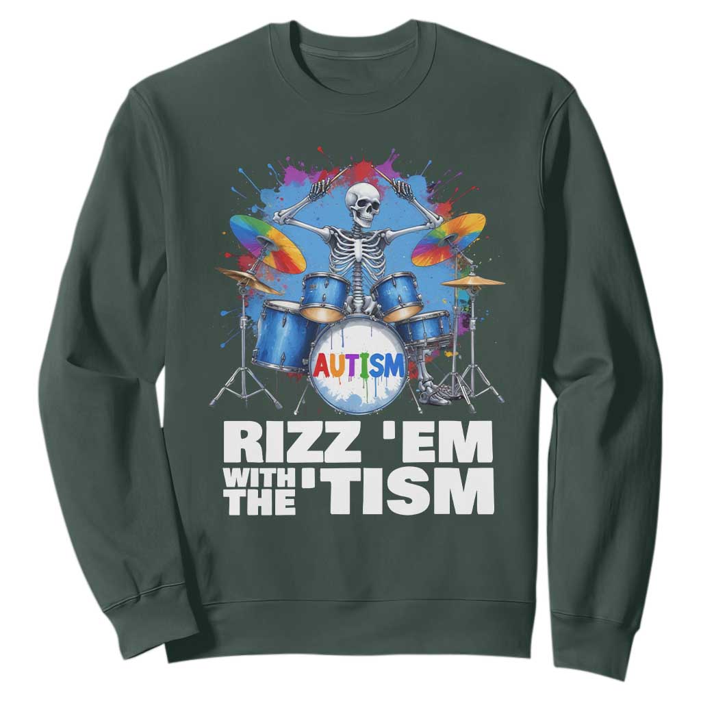 Autism Skeleton Meme Sweatshirt Rizz Em With The Tism Meme Autistic Drummer