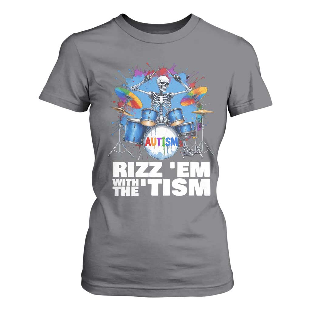 Autism Skeleton Meme T Shirt For Women Rizz Em With The Tism Meme Autistic Drummer