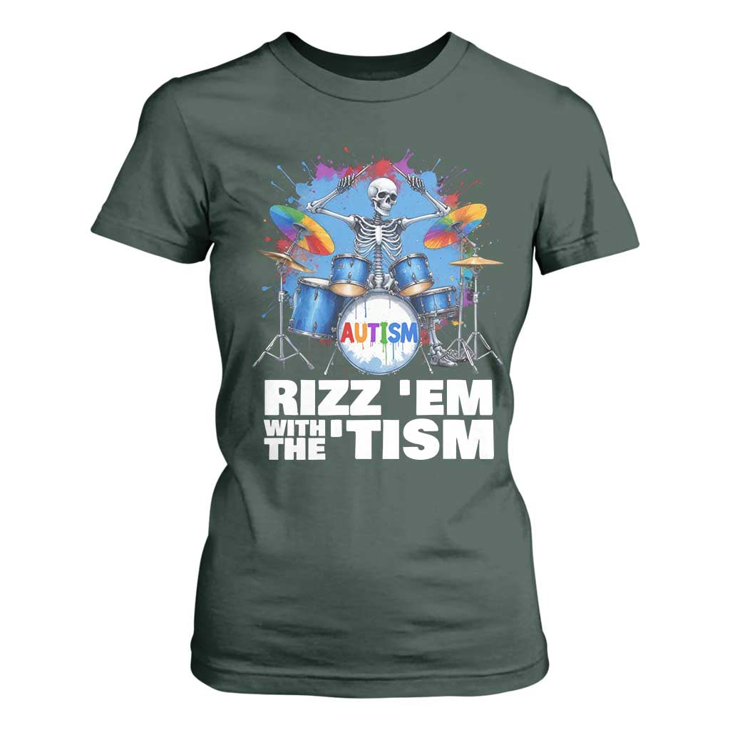 Autism Skeleton Meme T Shirt For Women Rizz Em With The Tism Meme Autistic Drummer