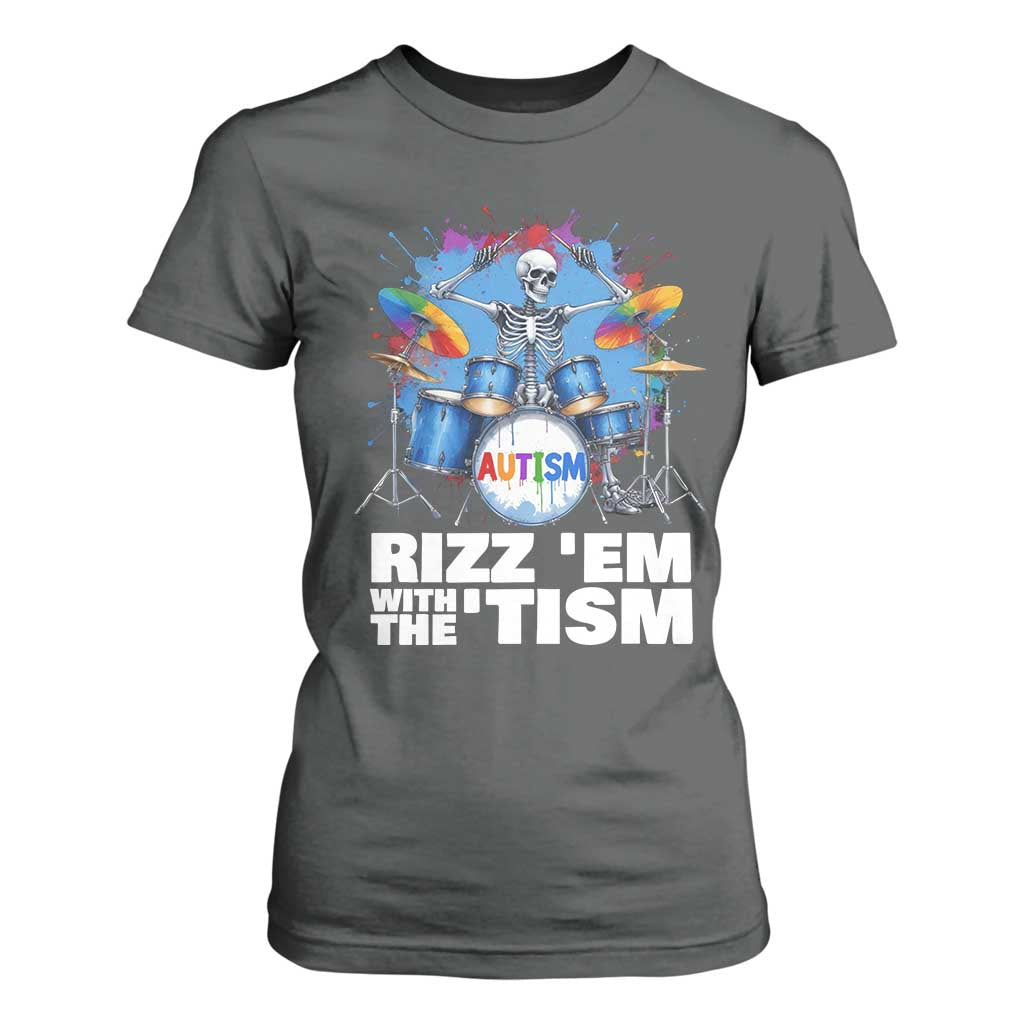 Autism Skeleton Meme T Shirt For Women Rizz Em With The Tism Meme Autistic Drummer