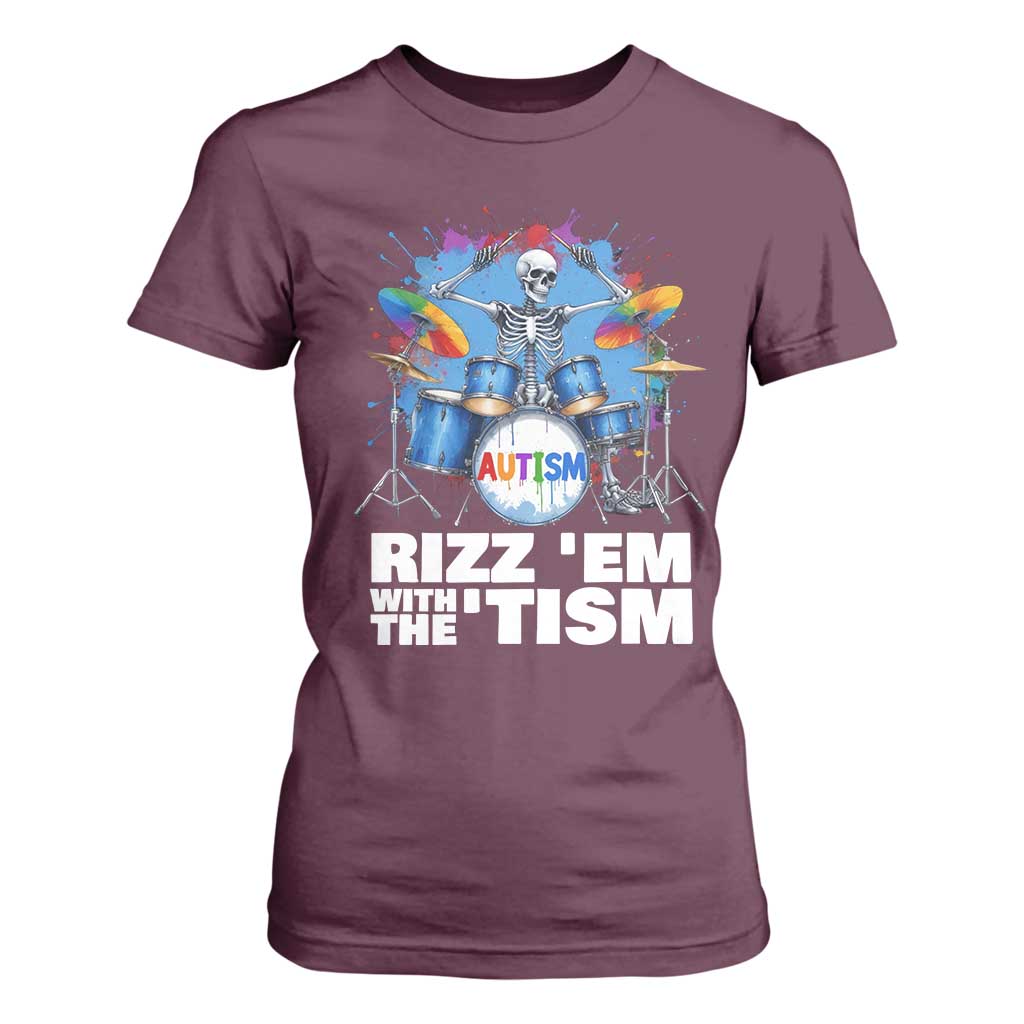 Autism Skeleton Meme T Shirt For Women Rizz Em With The Tism Meme Autistic Drummer
