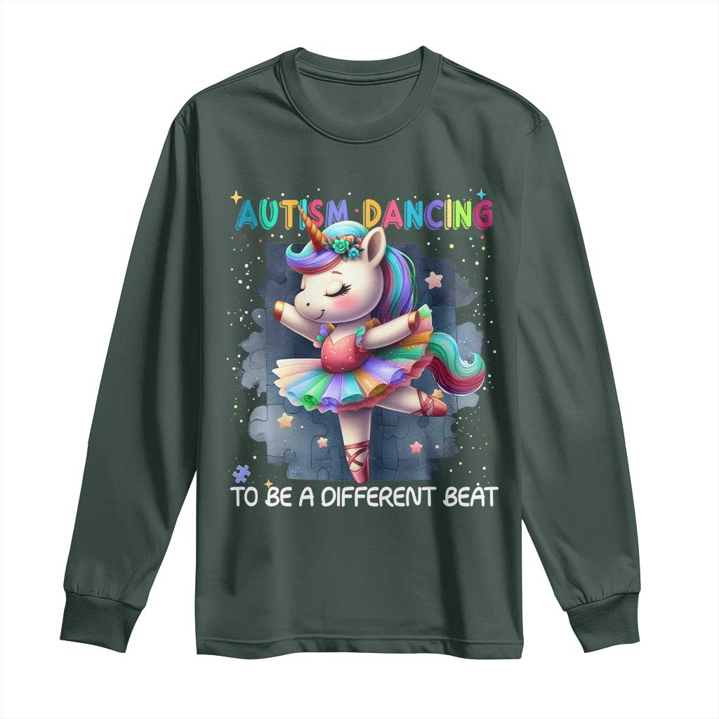 Autism Support Unicorn Long Sleeve Shirt Ballet Dancing To A Different Beat