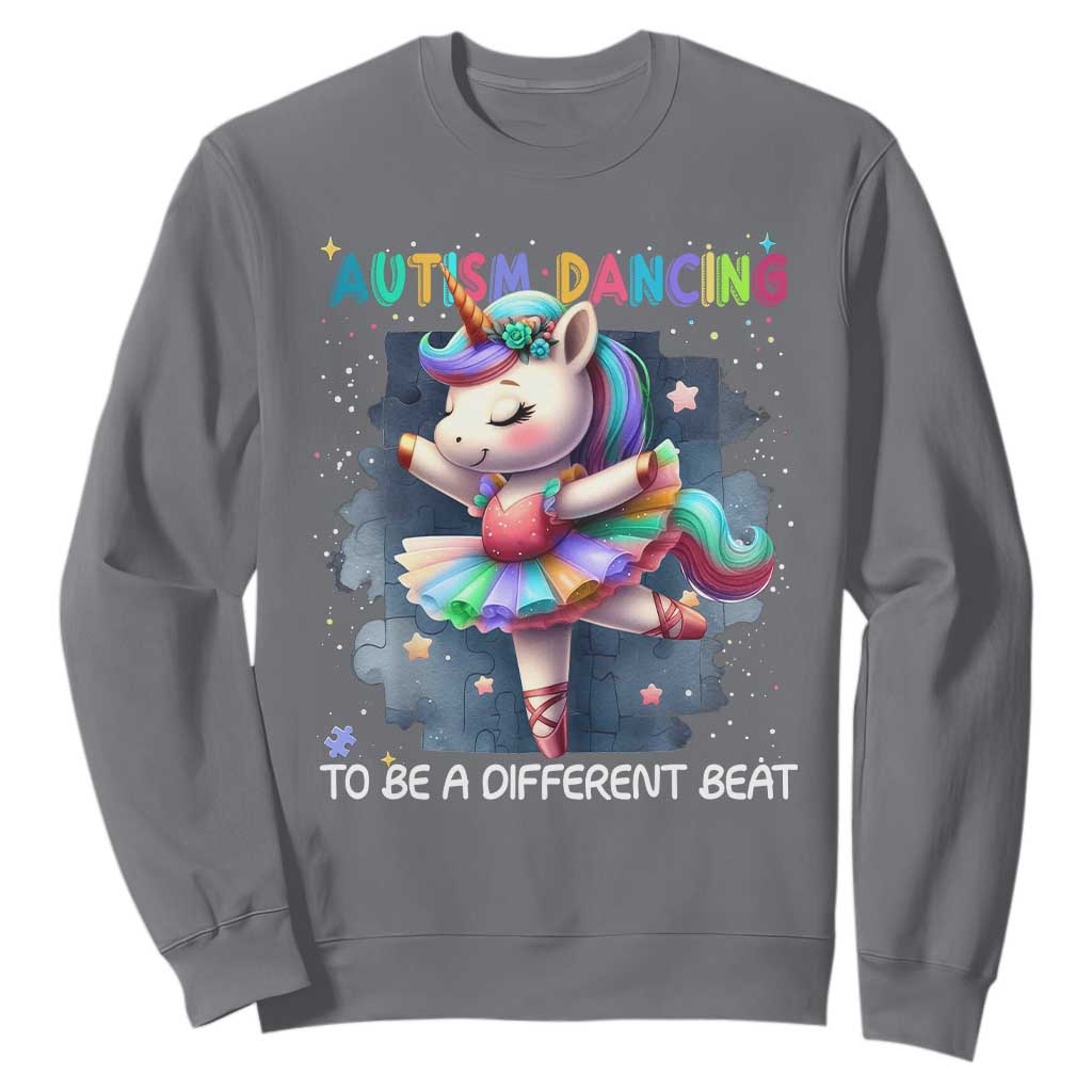 Autism Support Unicorn Sweatshirt Ballet Dancing To A Different Beat