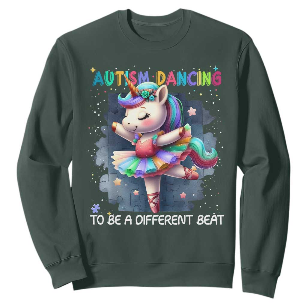 Autism Support Unicorn Sweatshirt Ballet Dancing To A Different Beat