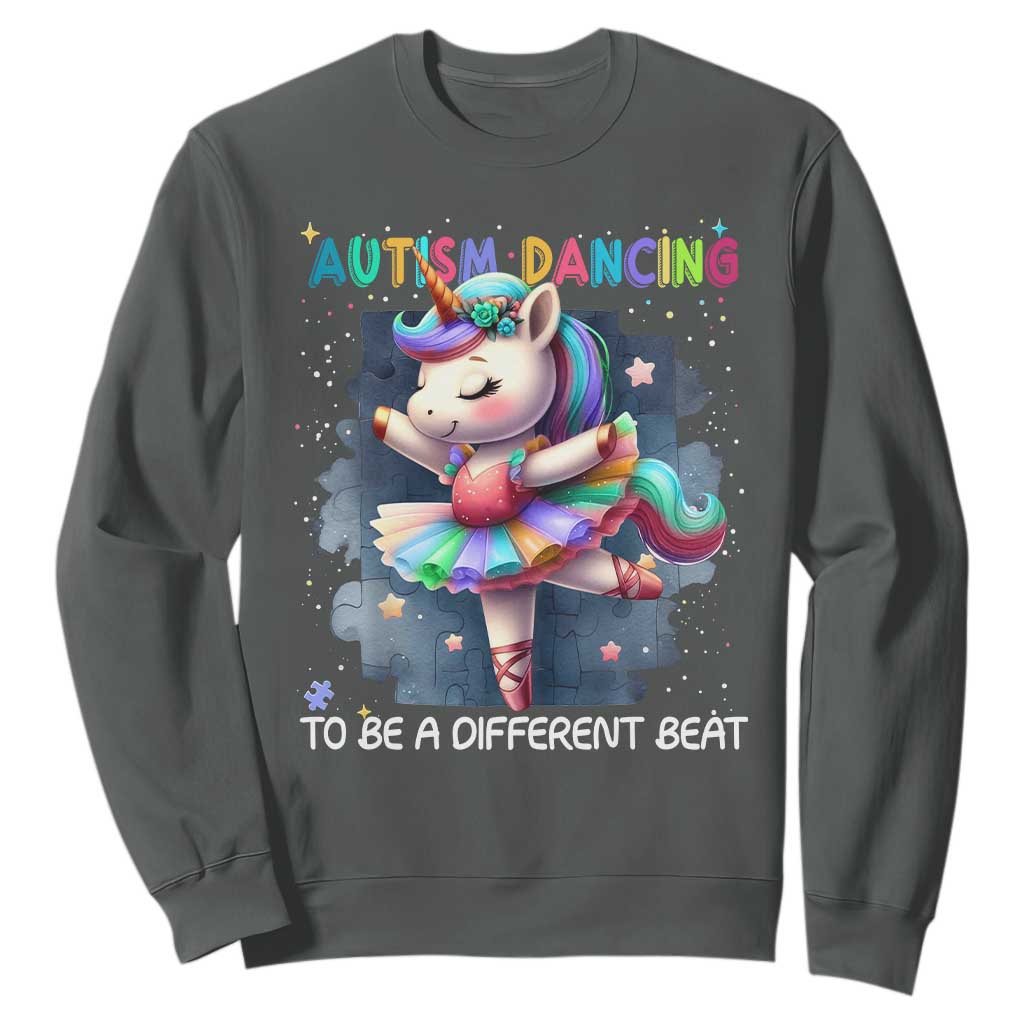 Autism Support Unicorn Sweatshirt Ballet Dancing To A Different Beat