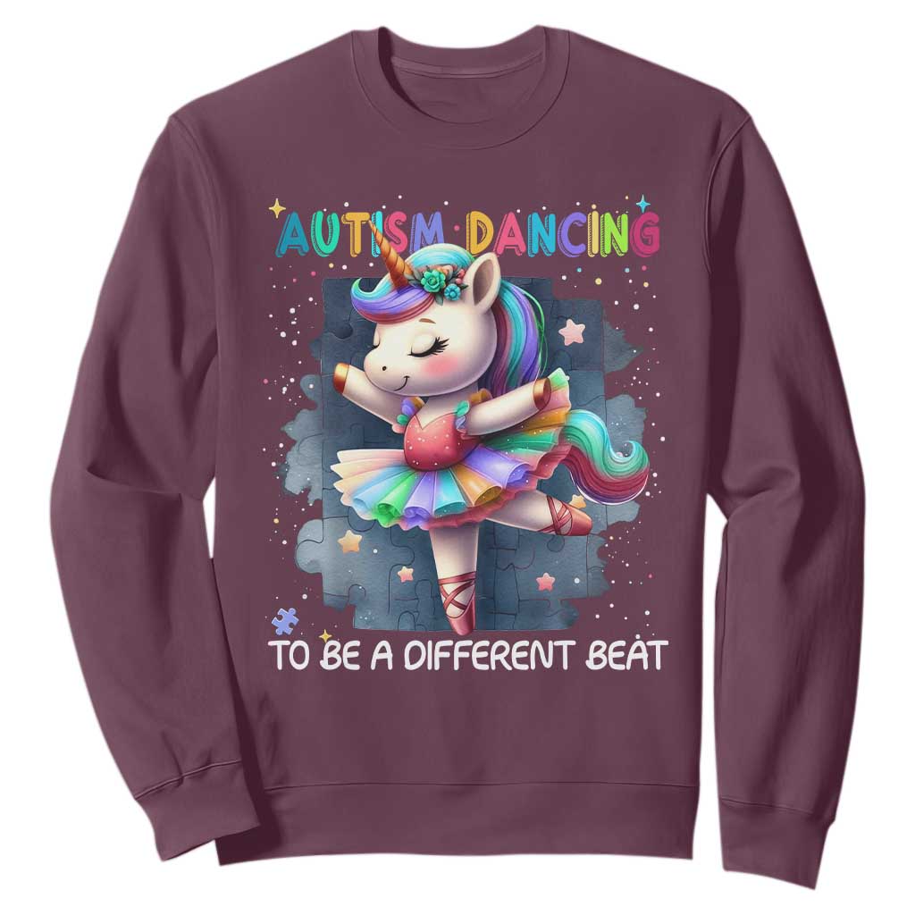 Autism Support Unicorn Sweatshirt Ballet Dancing To A Different Beat