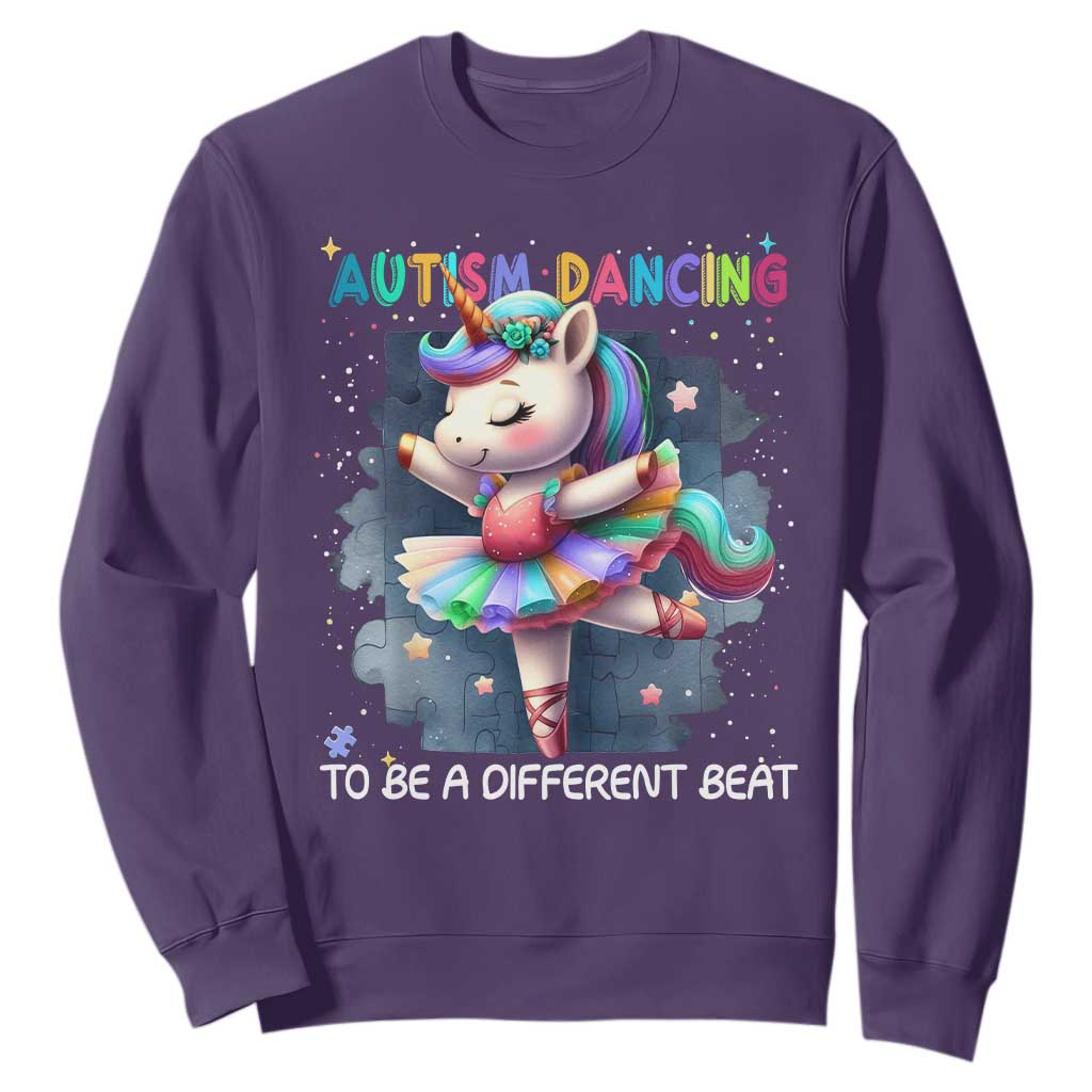 Autism Support Unicorn Sweatshirt Ballet Dancing To A Different Beat