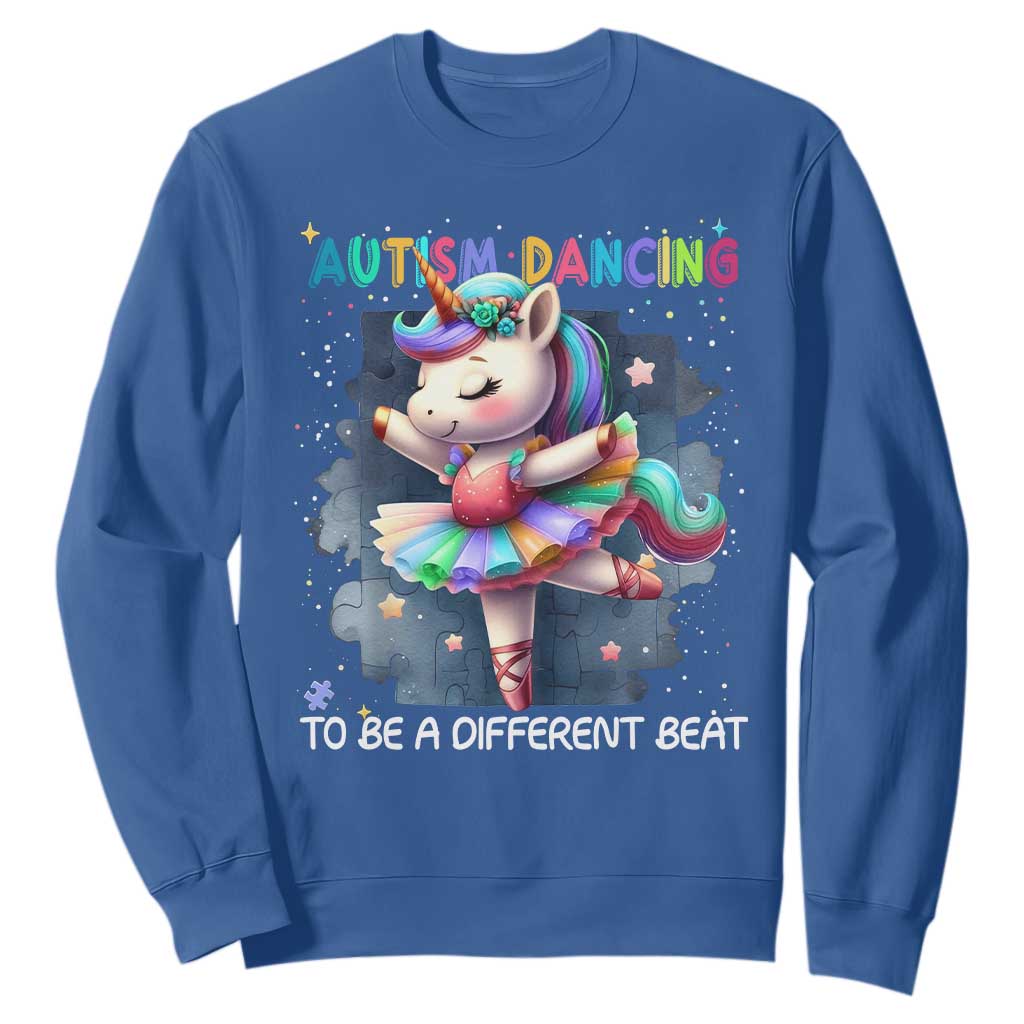 Autism Support Unicorn Sweatshirt Ballet Dancing To A Different Beat