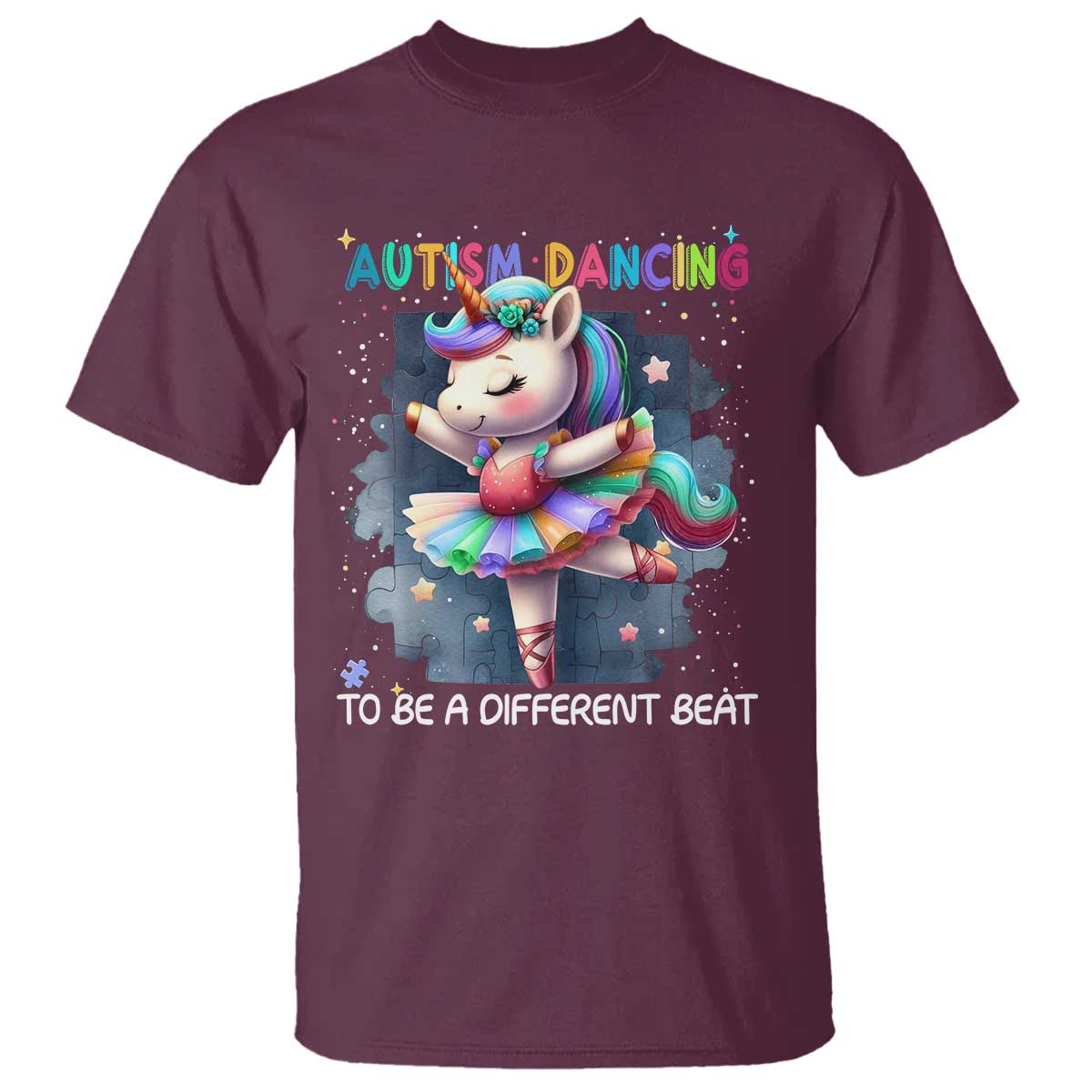 Autism Support Unicorn T Shirt Ballet Dancing To A Different Beat