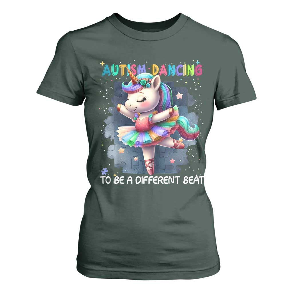 Autism Support Unicorn T Shirt For Women Ballet Dancing To A Different Beat