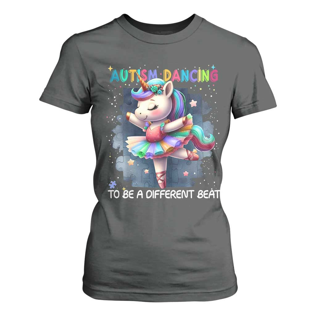 Autism Support Unicorn T Shirt For Women Ballet Dancing To A Different Beat