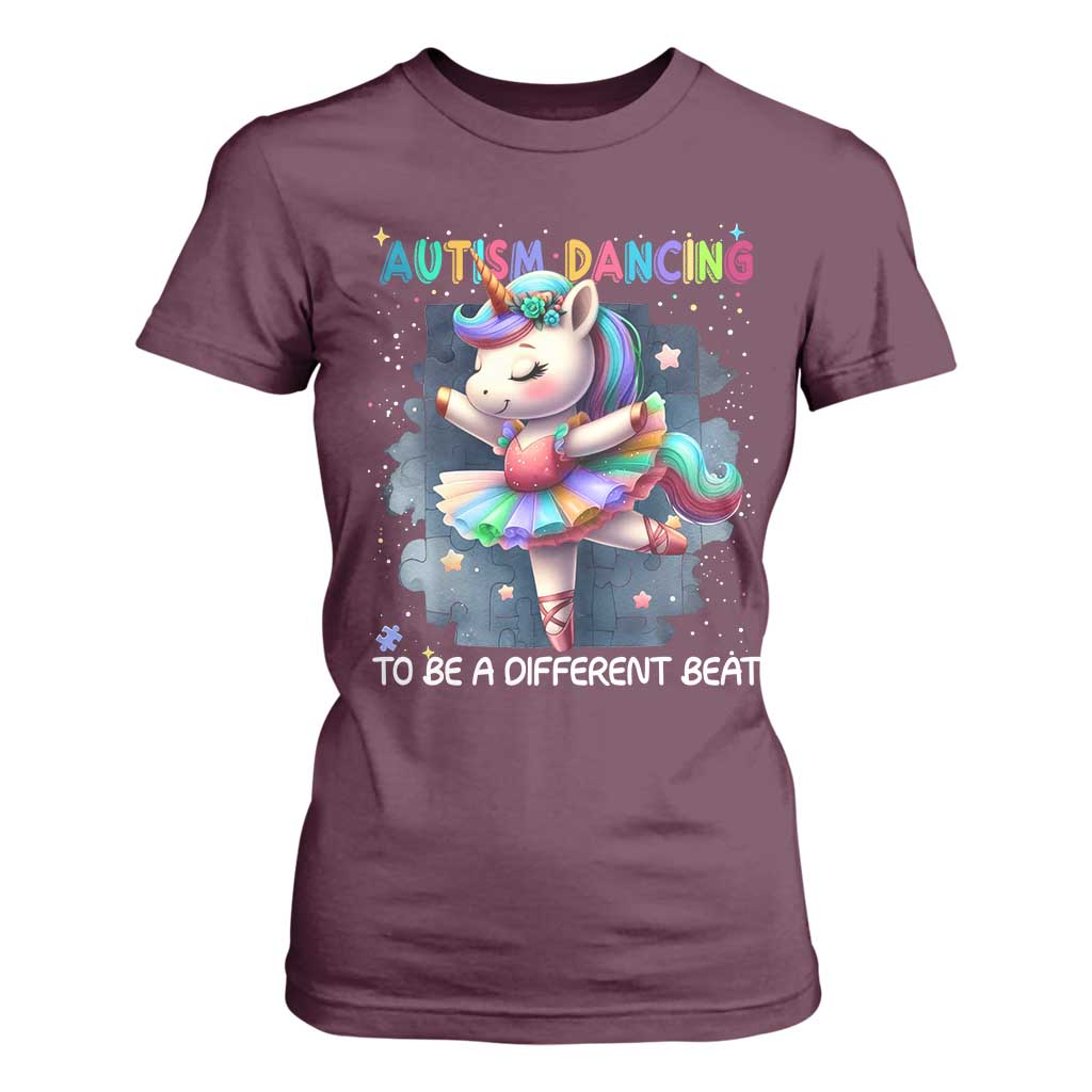 Autism Support Unicorn T Shirt For Women Ballet Dancing To A Different Beat